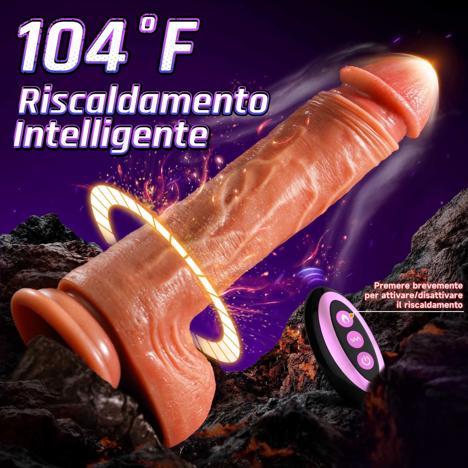 Al Sync Dildo Realistico Doppi Sex Toys, Dildo Anale Xxl Sex Toy, Vibratoreper Donna Riscaldare a 42°C Textures Realistico, 9 Modalità Spinta Vibrazione App Giochi Interattivi Sexytoysys Donna Coppia