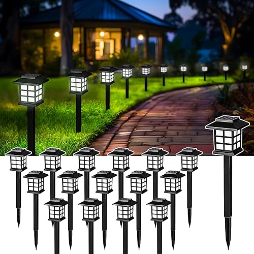 Miniatura 10 de Solpex - Juego de 12 luces solares de exterior para jardín patio paisaje camino y entrada blanco cálido