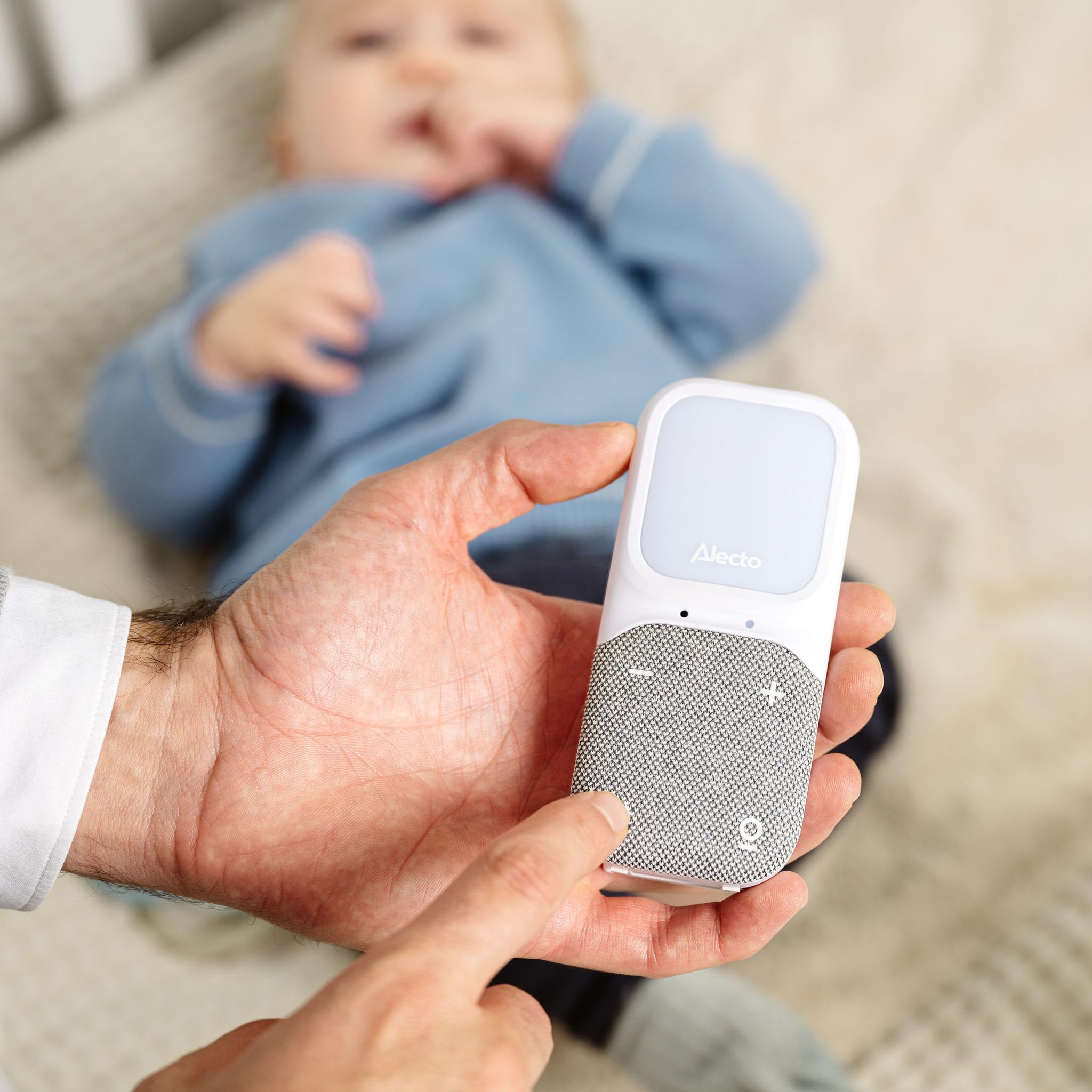 Alecto DBX140 Moderno baby monitor Full Eco Audio DECT display luce notturna Bianco Grigio