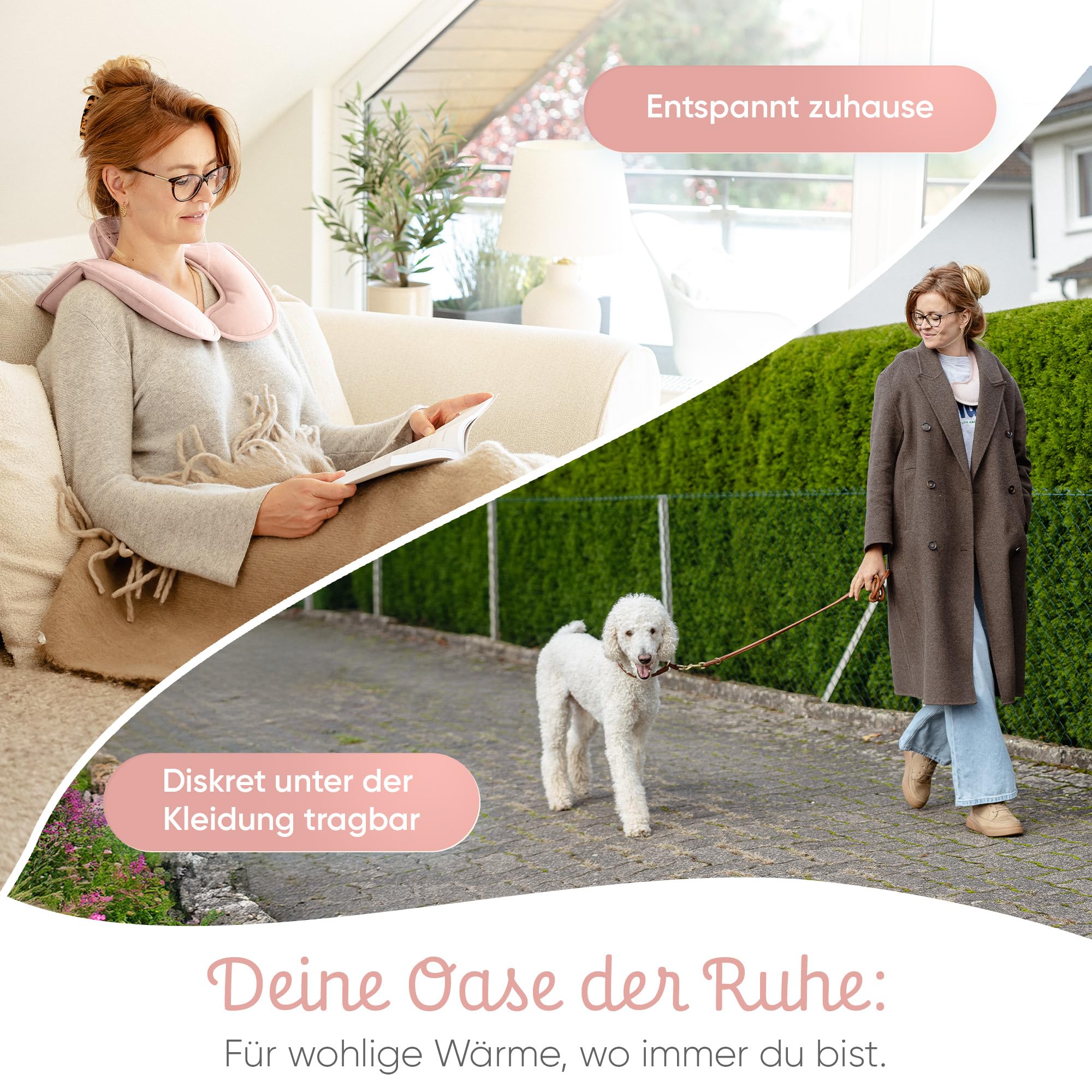 Elektrischer Nackenwärmer ohne Wasserbefüllung | Wärmeflasche für Nacken, Rücken & Schulter – schnelle Wärme auf Knopfdruck, sicher & flexibel | HOTTL (Cherry blossom pink)