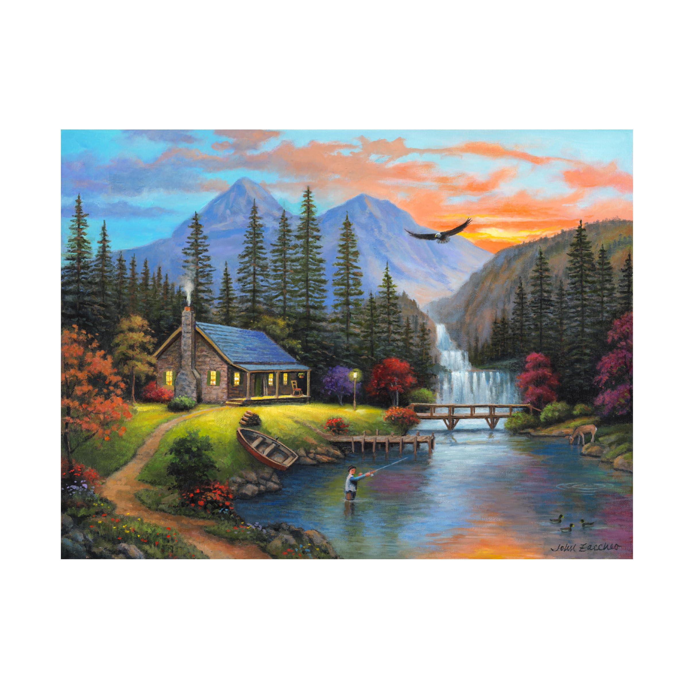 Trademark Fine Art Canvas Wall Art - John Zaccheo Last Cast of the Day Wall Art for Living