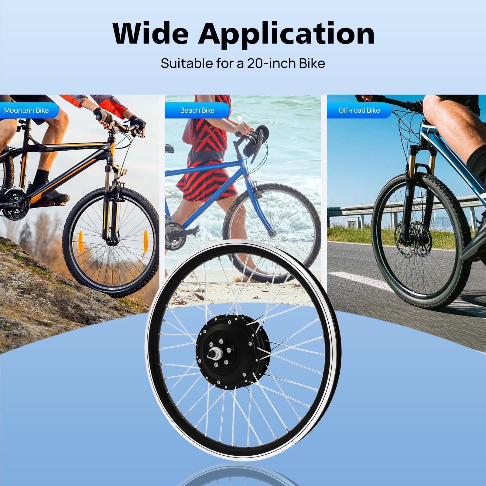 Motore Posteriore Bici Kit Conversione Bici Elettrica 20 Pollici