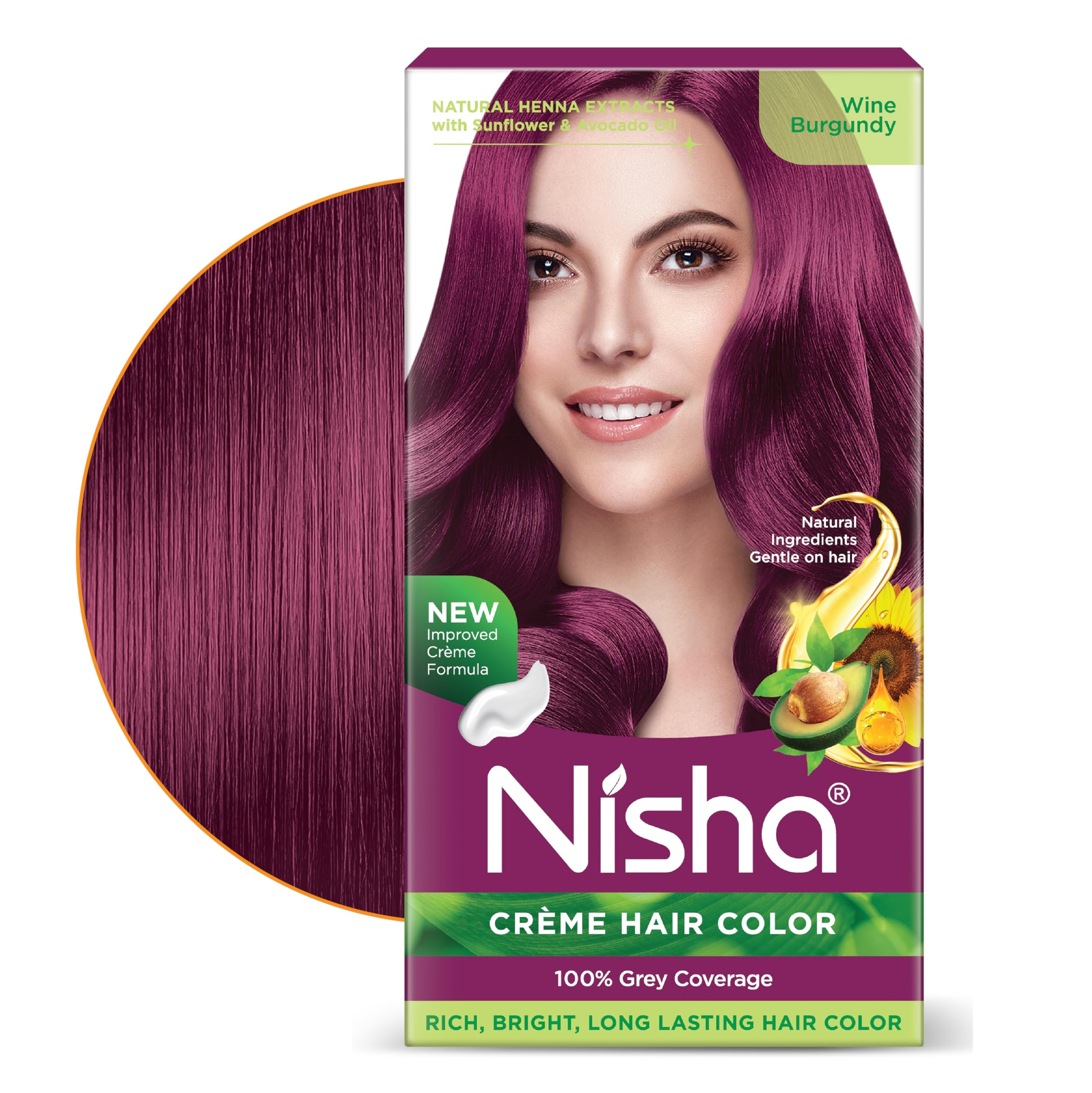 Nisha Creme Hair Color for Women - Wine Burgundy, 60g+60ml, Long-lasting, 100% Grey Coverage Permanent Hair Colour for Soft, Shiny, Healthy Hair-image-16