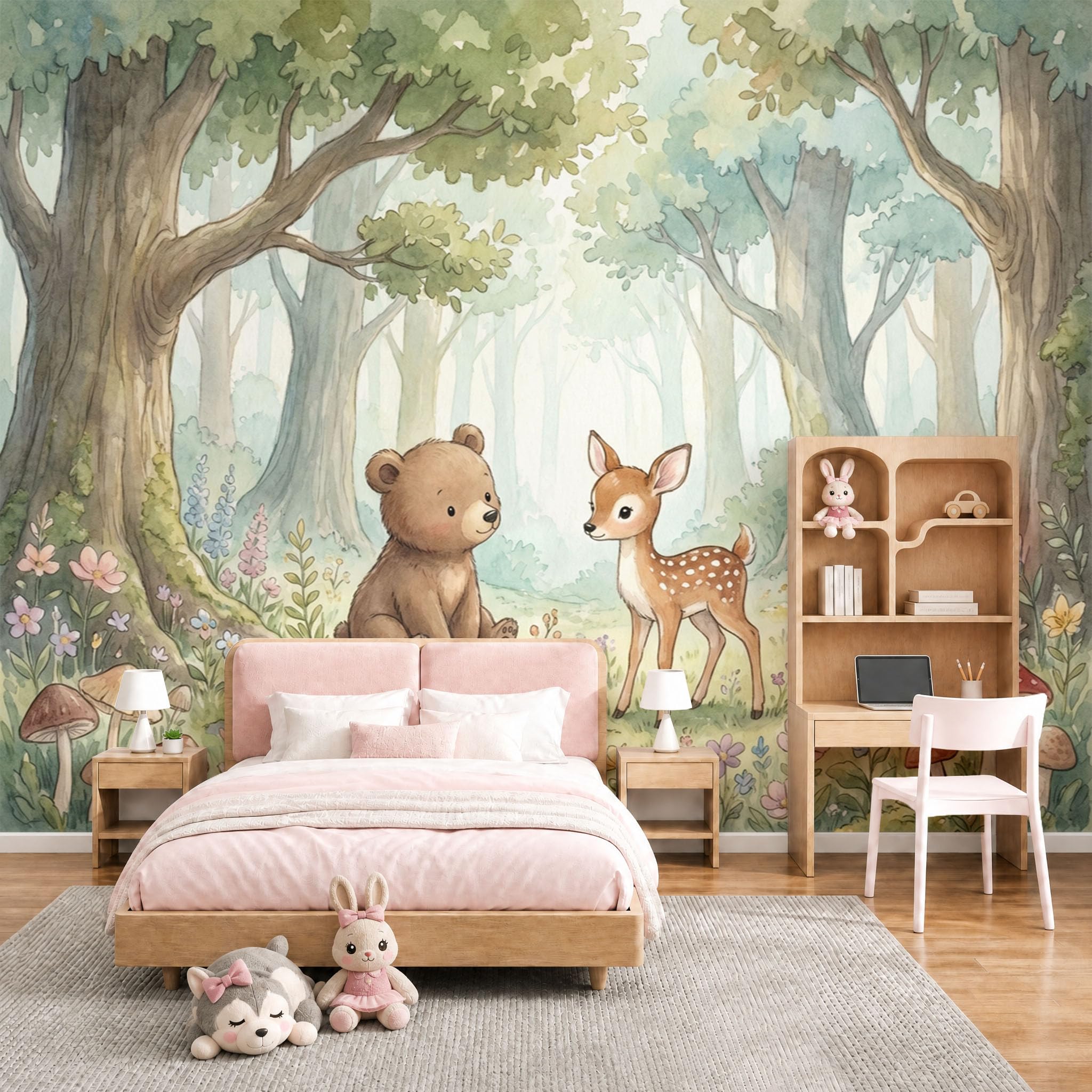 Papier Peint Animaux de la Forêt pour une Chambre d'Enfant Douce et Cocooning