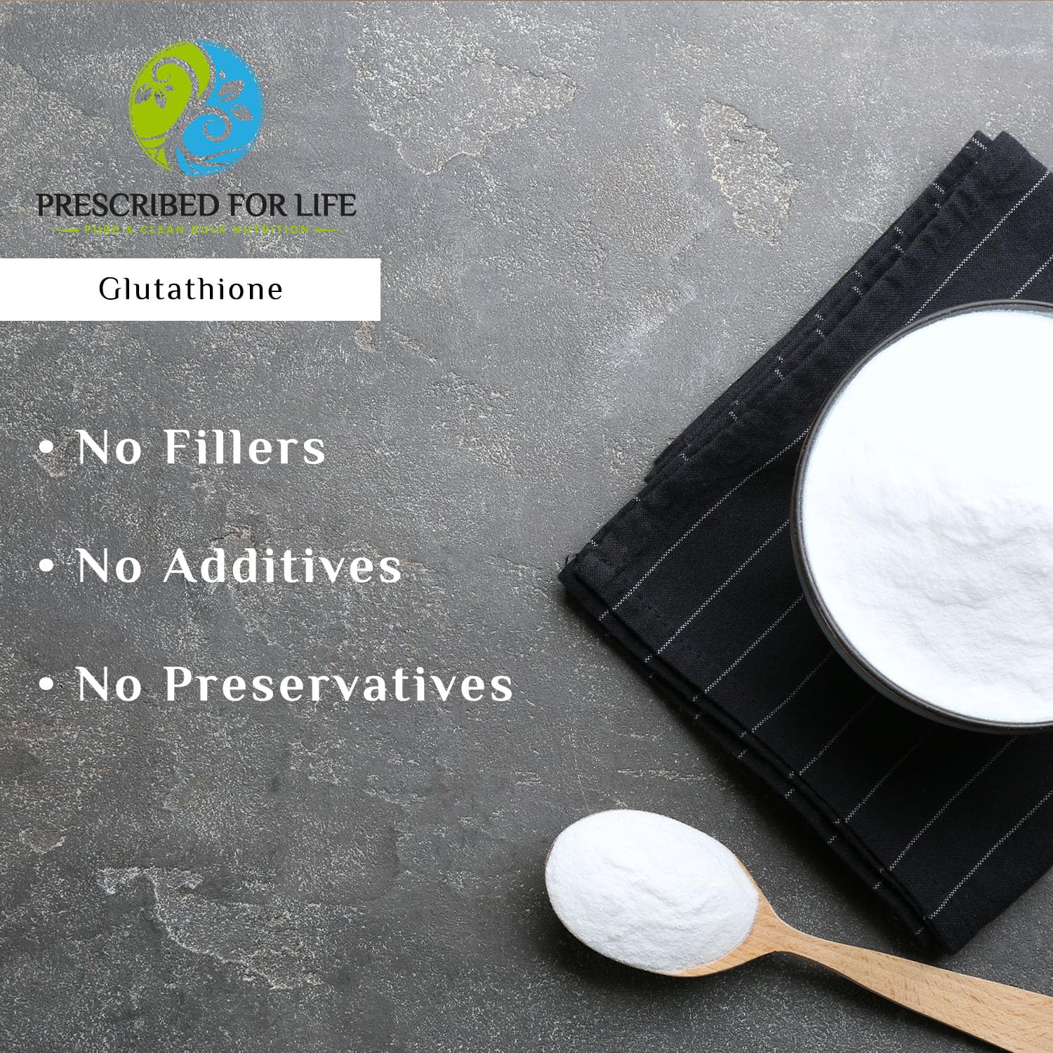 Prescribed For Life L Glutathione Powder | Pure Reduced Glutathione | Tripeptide of Amino Acids Glycine, Glutamine, and Cysteine | Antioxidants Supplement for Immune Support (2 oz / 56 g)