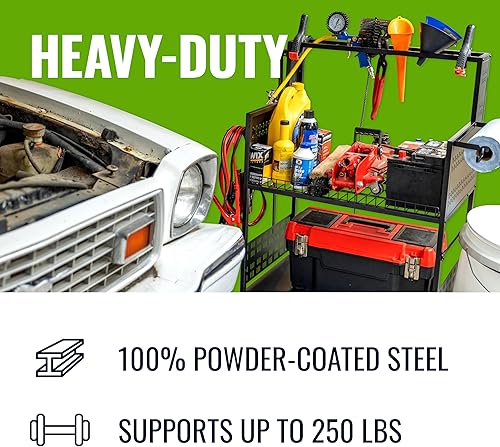 Miniatura 2 de Teal Triangle Organizador de herramientas independiente, carrito de almacenamiento de garaje resistente, soporte de piso con capacidad para 250