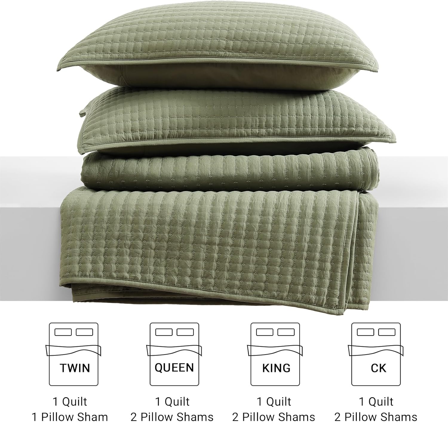 WRENSONGE King Size Quilt-3 Pieces Lightweight Bedspreads Olive Green King Quilt Bedding Set for All Seasons, Soft Summer Coverlet with 2 Pillow Shams Suitable for Bed, Couch, Quilt Blanket - Image 8