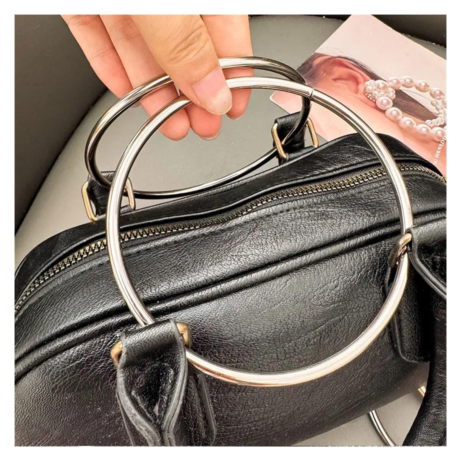MRKU Asa de Madera para Bolso, Accesorios para Bolsos, Manualidades, Bricolaje, Redondo, 1/5 Piezas, Anillo de Hierro Redondo de Metal, Repuesto para Estuche de Mujer para Bolso
