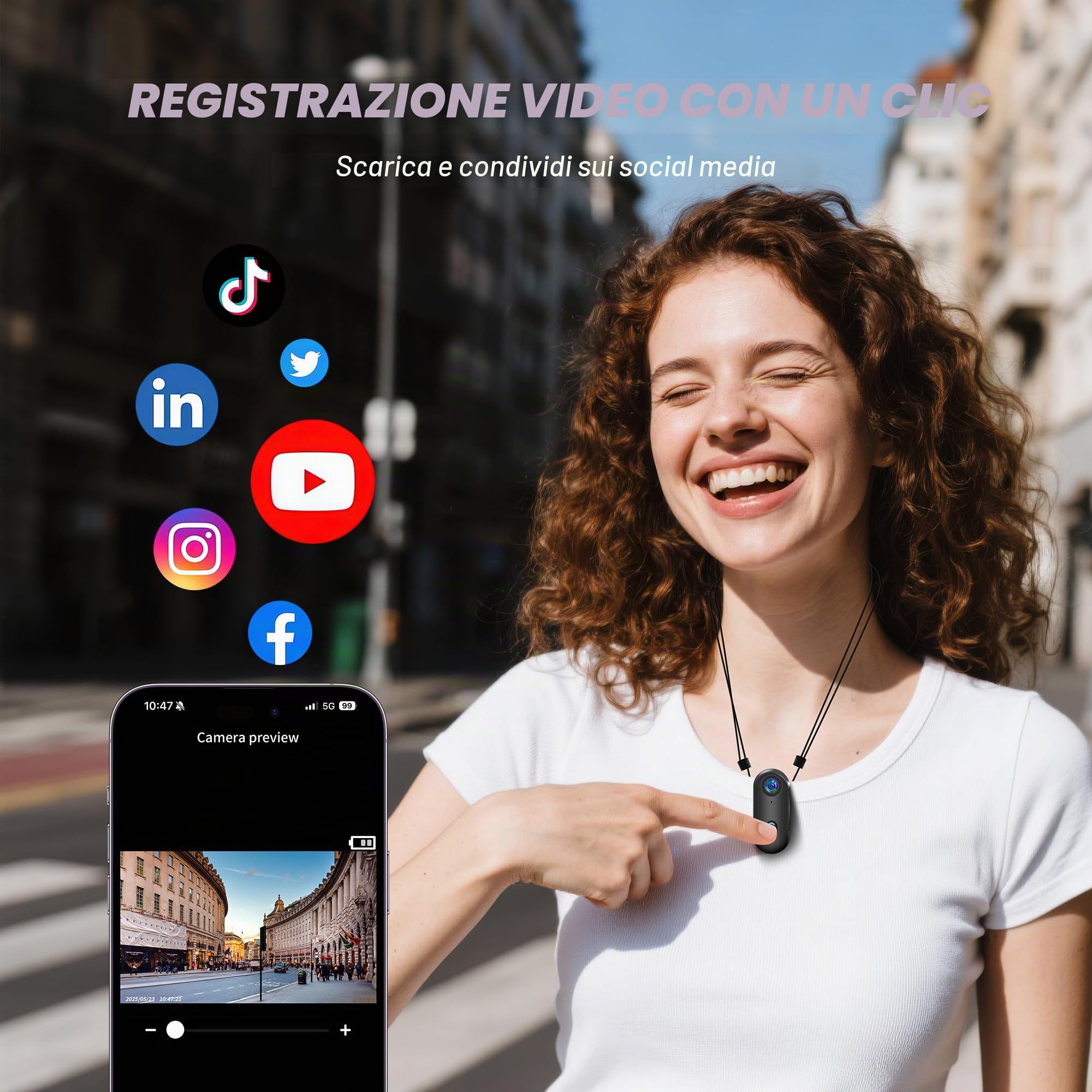 Mini Action Cam Con 16G, 1080P Fotocamera Subacquea Bodycam | Impermeabile Fino a 30 m, 360° Telecamera Moto, POV a Mani Libere, Fotocamera Per Casco, Polizia Professionale Per Vlogging