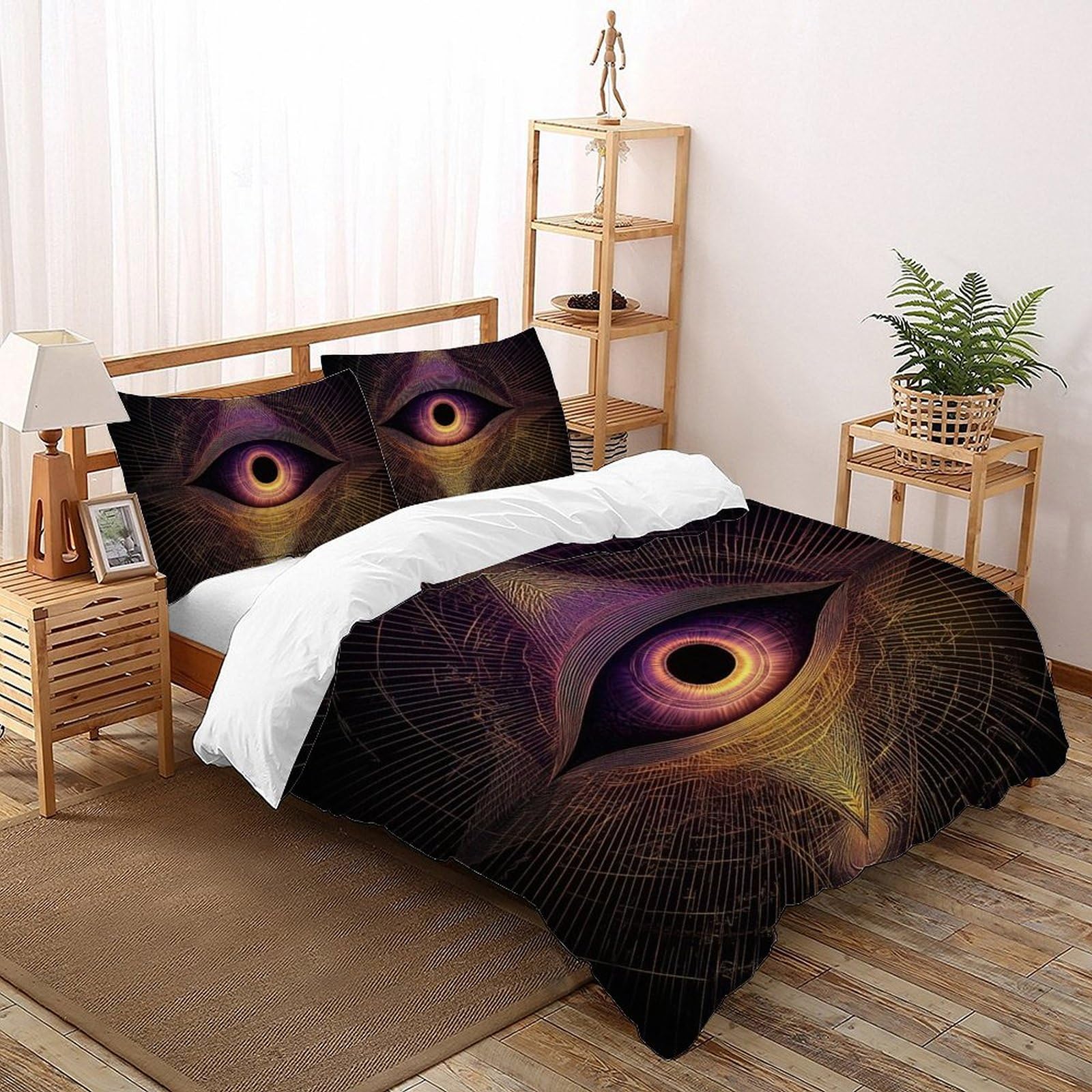 Parure de couette œil du monde 3 pièces lit double microfibre adulte