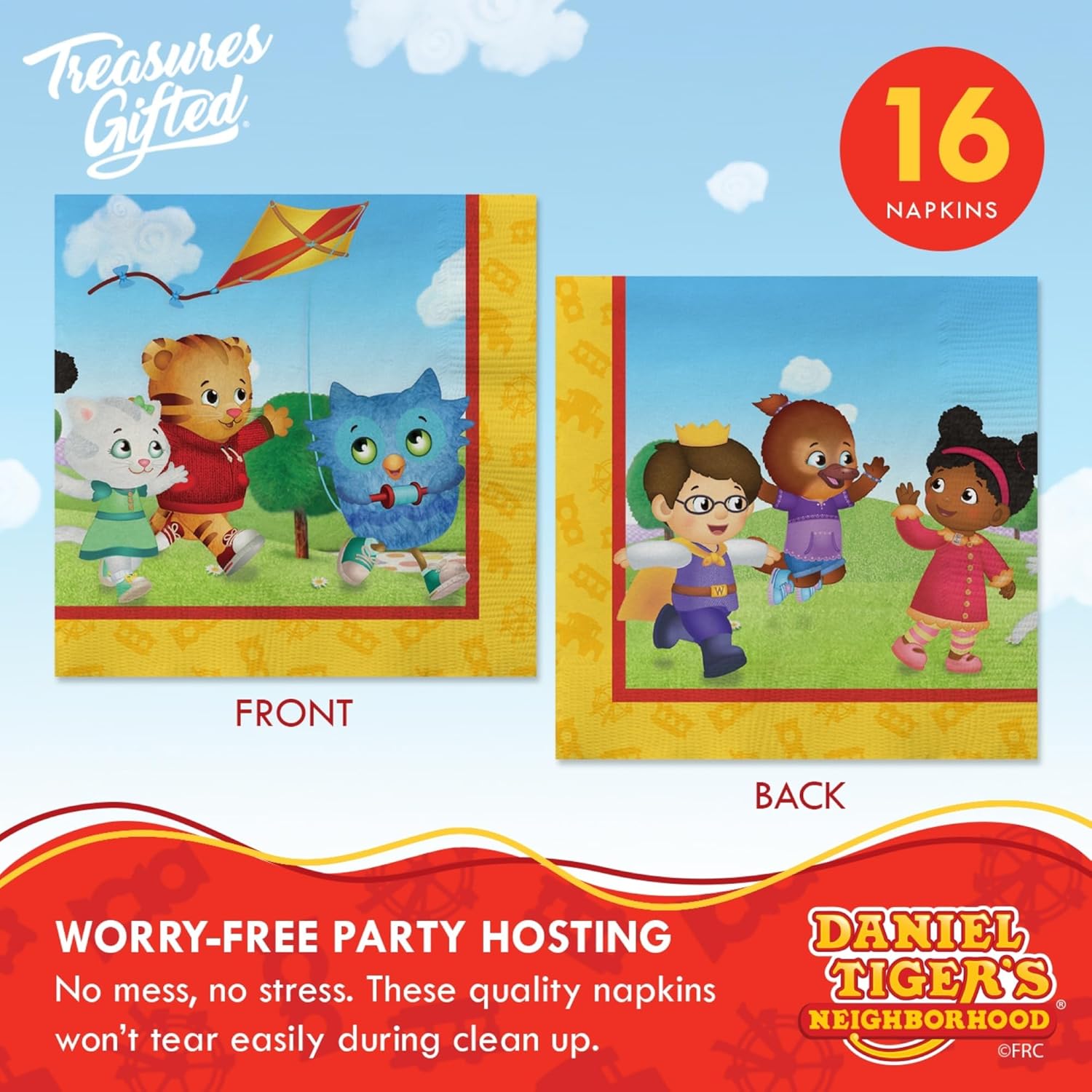 Treasures Gifted Officially Licensed Daniel Tiger Birthday Party Supplies - Serves 16 Guests - Complete Set Daniel Tiger Party Decorations - Tablecloth, Banners, Plates & Napkins
