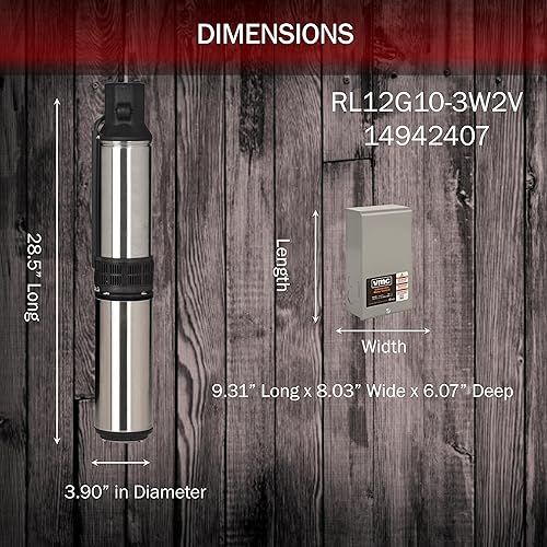 Miniatura 2 de Red Lion RL12G10-3W2V Bomba sumergible de pozo profundo de 4 pulgadas con caja de control, 1 HP, 12 GPM, 3 cables, 230 voltios, acero, 14942407