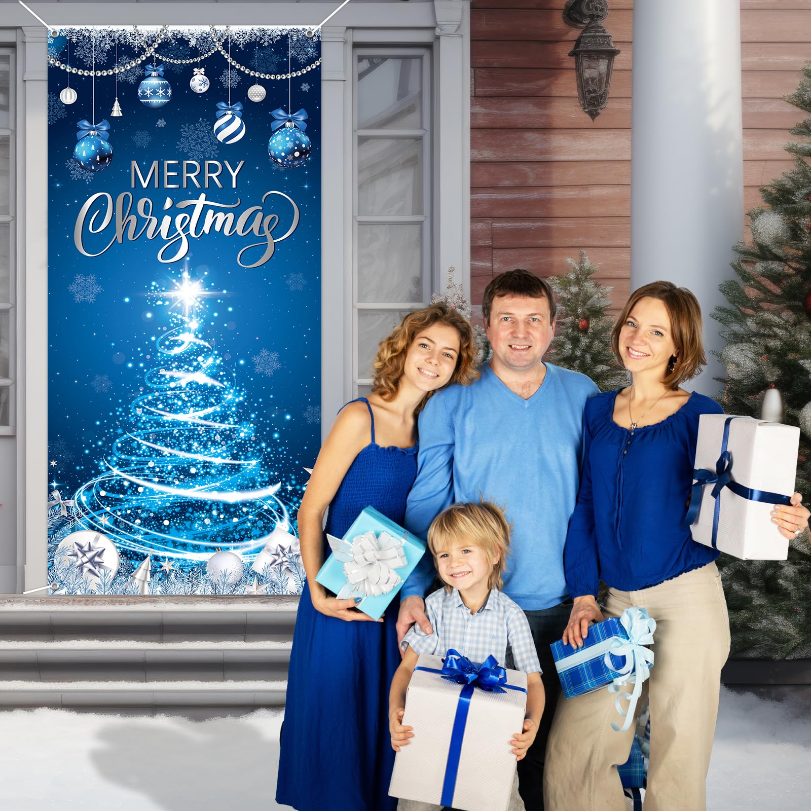 Amazon.com: gisgfim Blue Christmas Door Cover Decoration Merry Christmas  Trees Ball Snowflake Door Banner Xmas Hanging Porch Backdrop Winter Holiday  Window Cover Door Wall Decor for New Year Front Door : Home