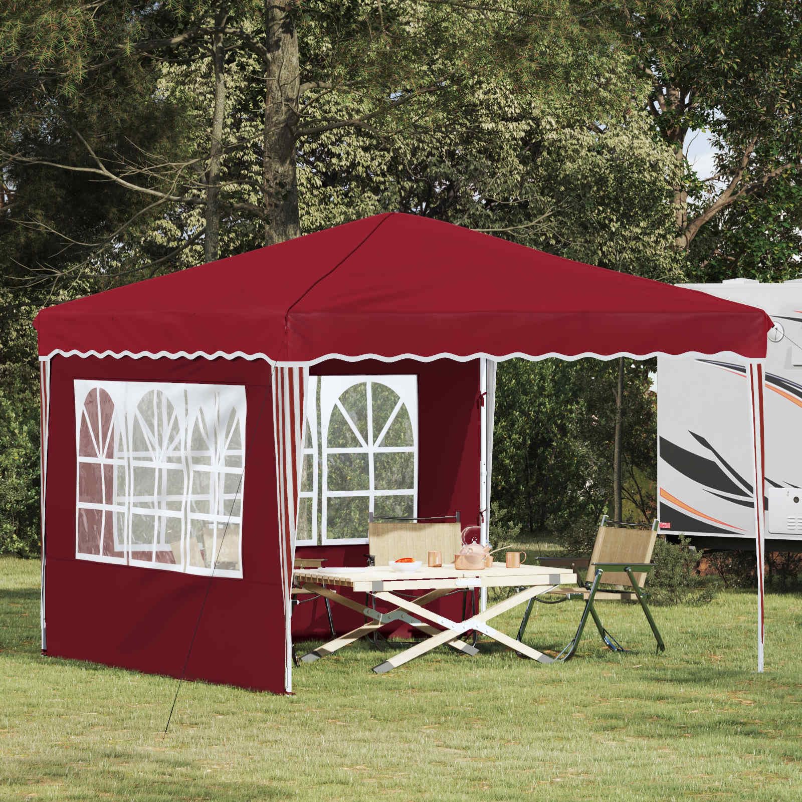 Gazebo Pop-Up 288x288 cm Tenda Pieghevole da Giardino Borgogna | Struttura in acciaio per eventi all'aperto, regolabile su 3 altezze e facile da montare in giardino o patio.