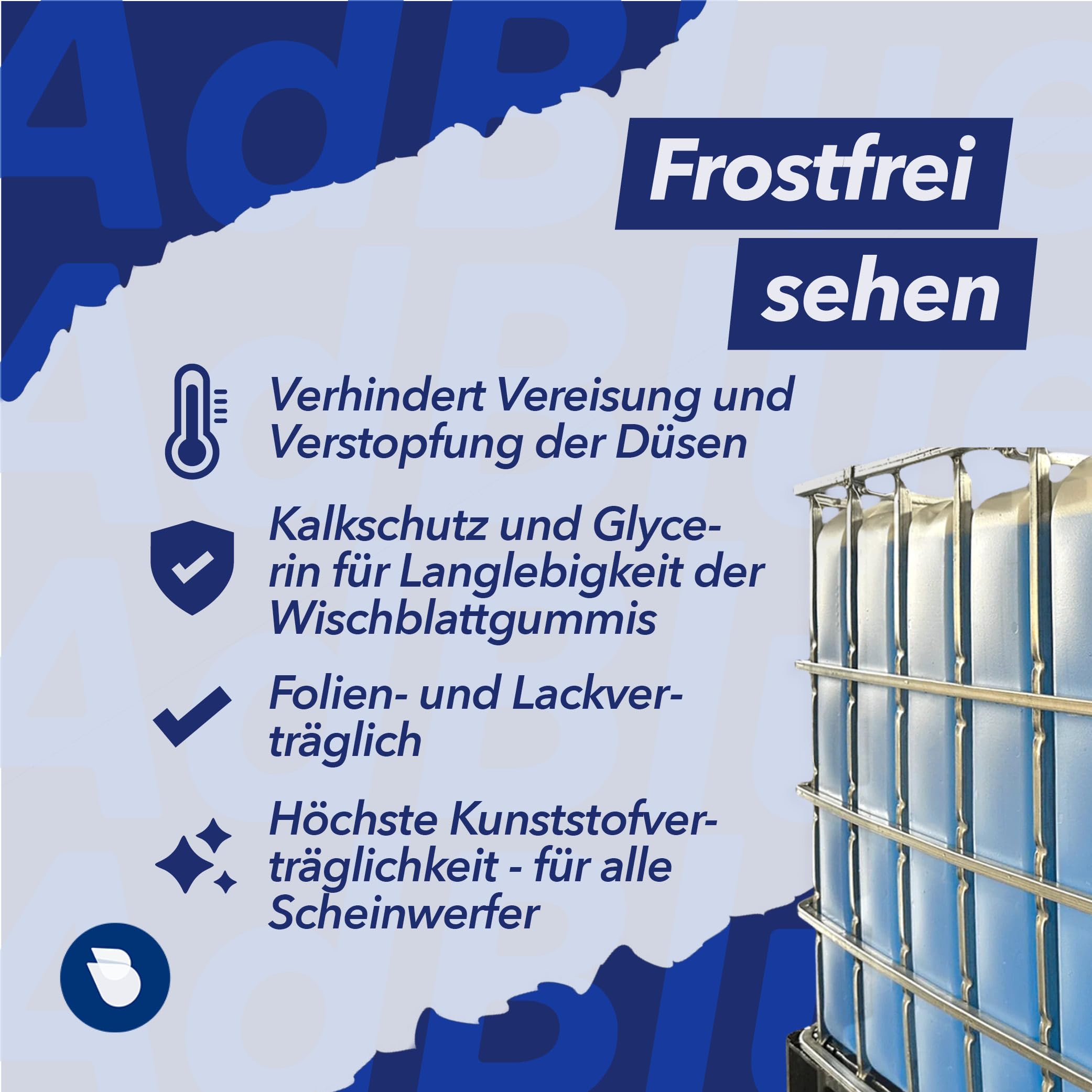 Scheibenfrostschutz Konzentrat -60°C | IBC 1000L | Profi-Scheibenreiniger mit Citrusduft | Auto, LKW, Nutzfahrzeuge | XXL Gebinde für Werkstätten, Speditionen & Fuhrparks | Made in Germany