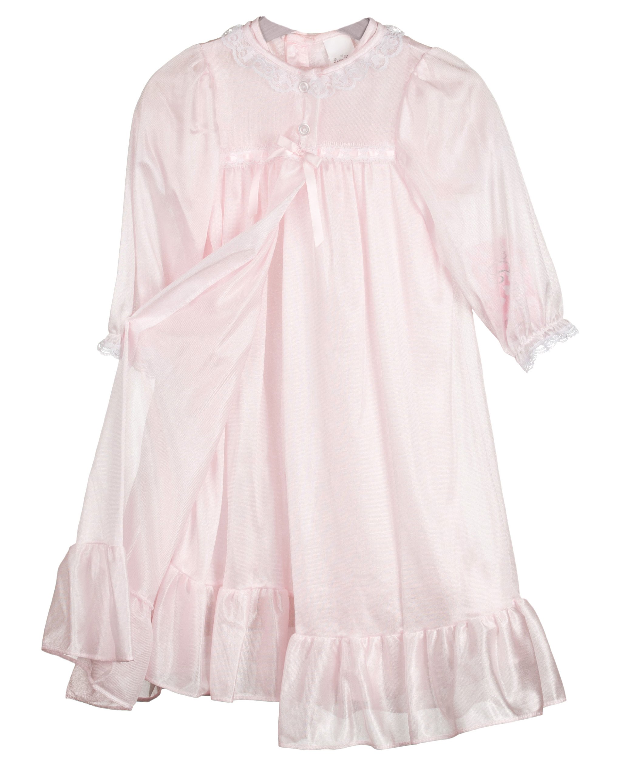 Laura Dare Little Girls Long Sleeve Traditional Peignoir Set, (2T-6X)
