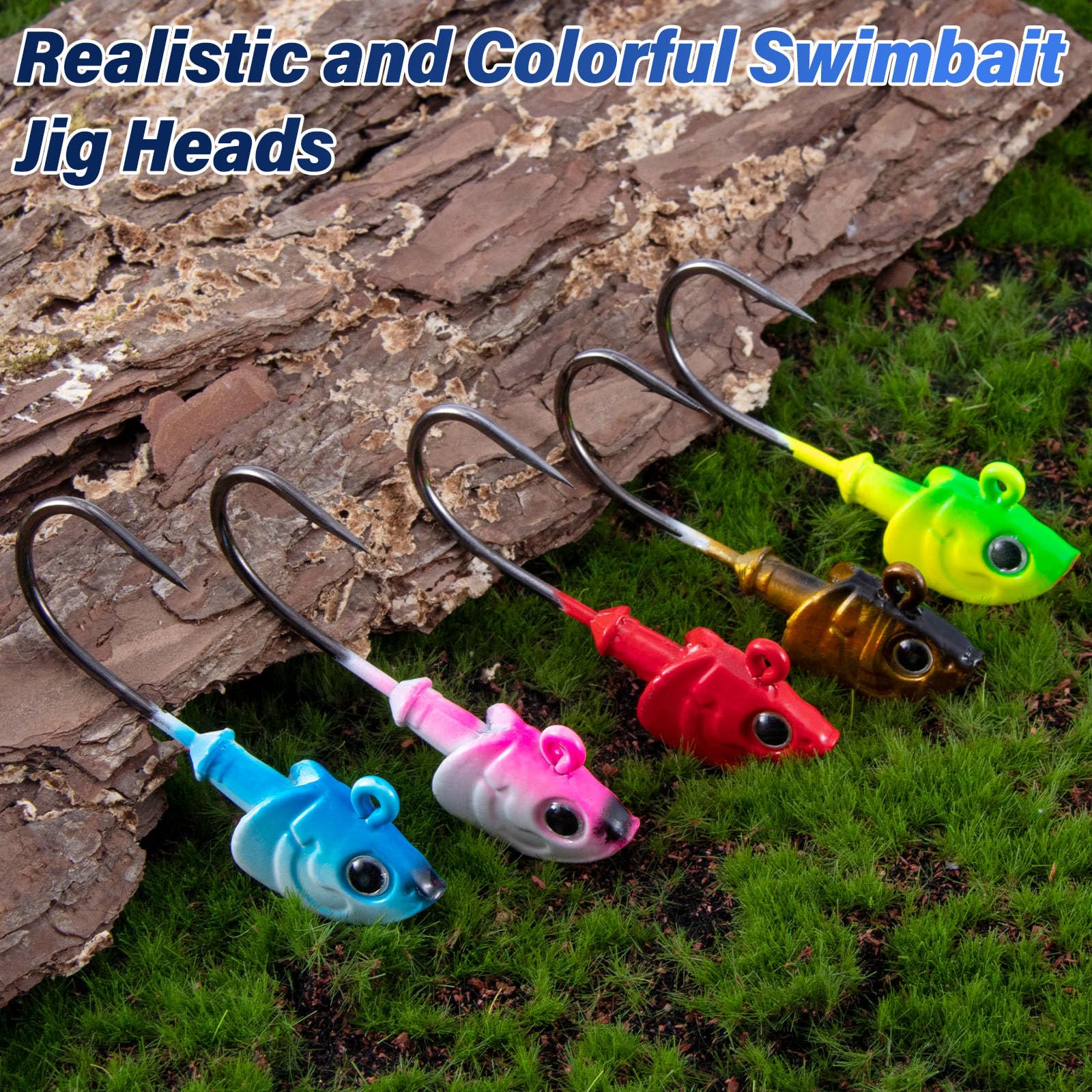 Alwonder Kit di 15 esche da nuoto per pesca in acqua salata, con occhi 3D, in acciaio ad alto tenore di carbonio, per surf, pesca a traina, pompano, passera, spigola, sciopero, sgombro