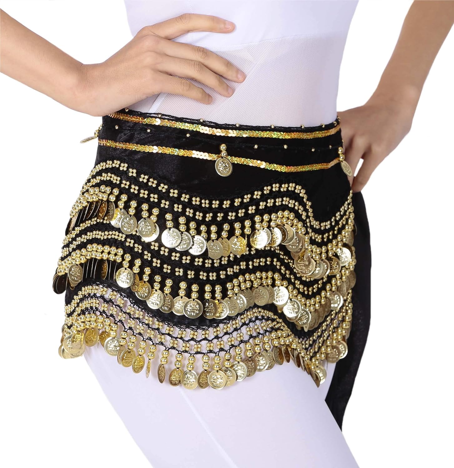Lauthen.S 248 Coins Belly Dance Hip Scarf Tribal Belt Halloween Gypsy Costume Accessory - Image 3