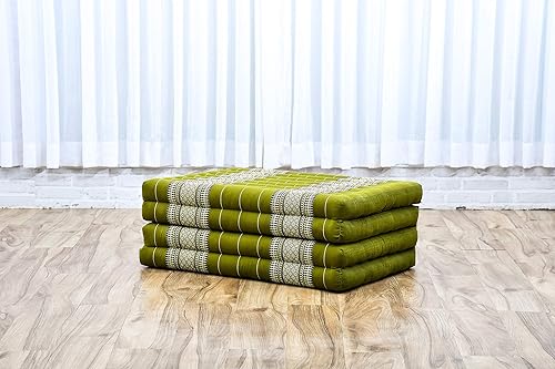 Miniatura 6 de Leewadee - Colchón tailandés plegable grande, 82 x 46 x 3 pulgadas, cama de invitados, cama triple plegable, cojín de masaje tailandés TV asiento de
