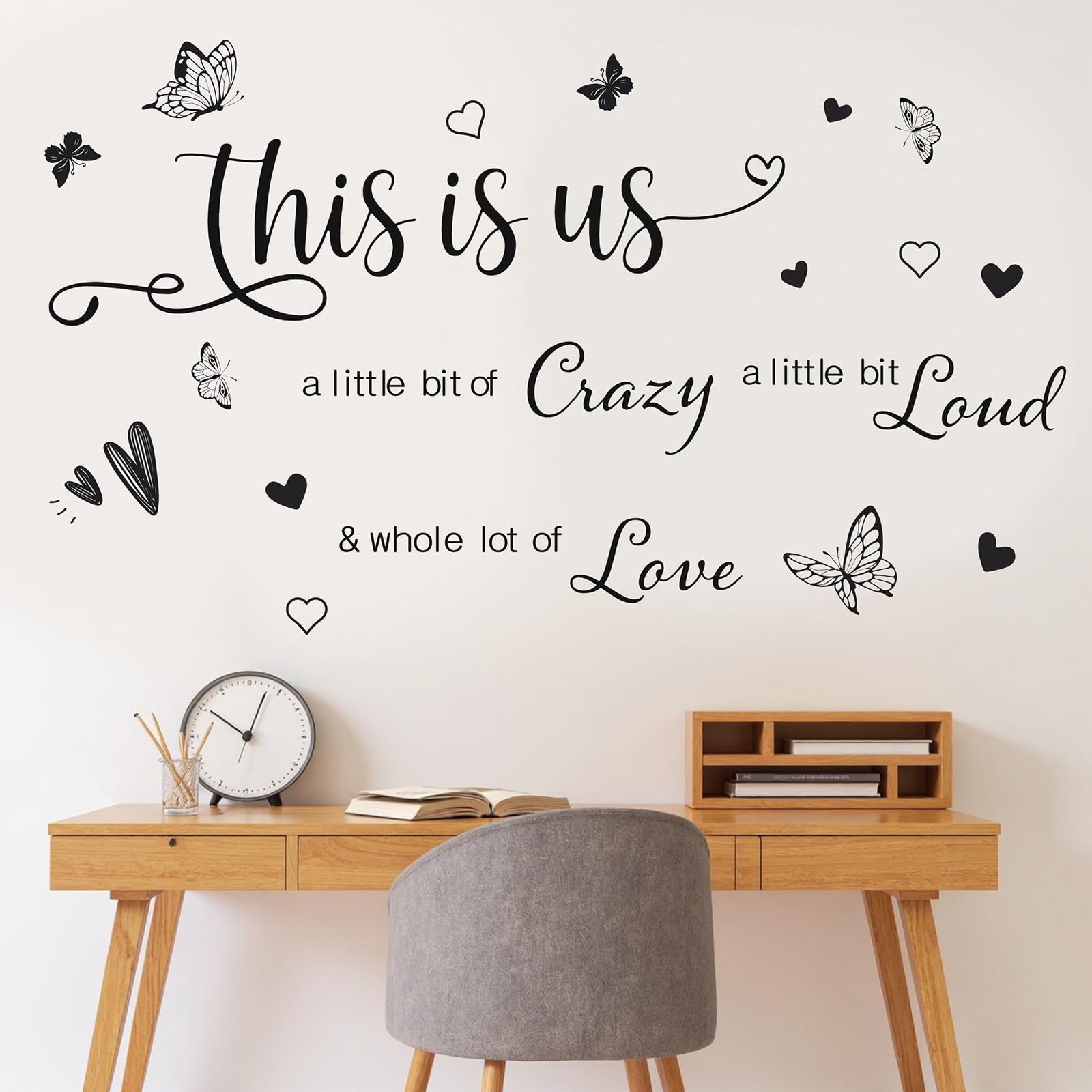 KAIRNE This is Us Wall Sticker Inspirational Quote A Little Bit of Crazy Wall Decal Family Art Lettering Saying Crazy Loud Love Decal of Bedroom Living Room Office Home Decor - Image 2