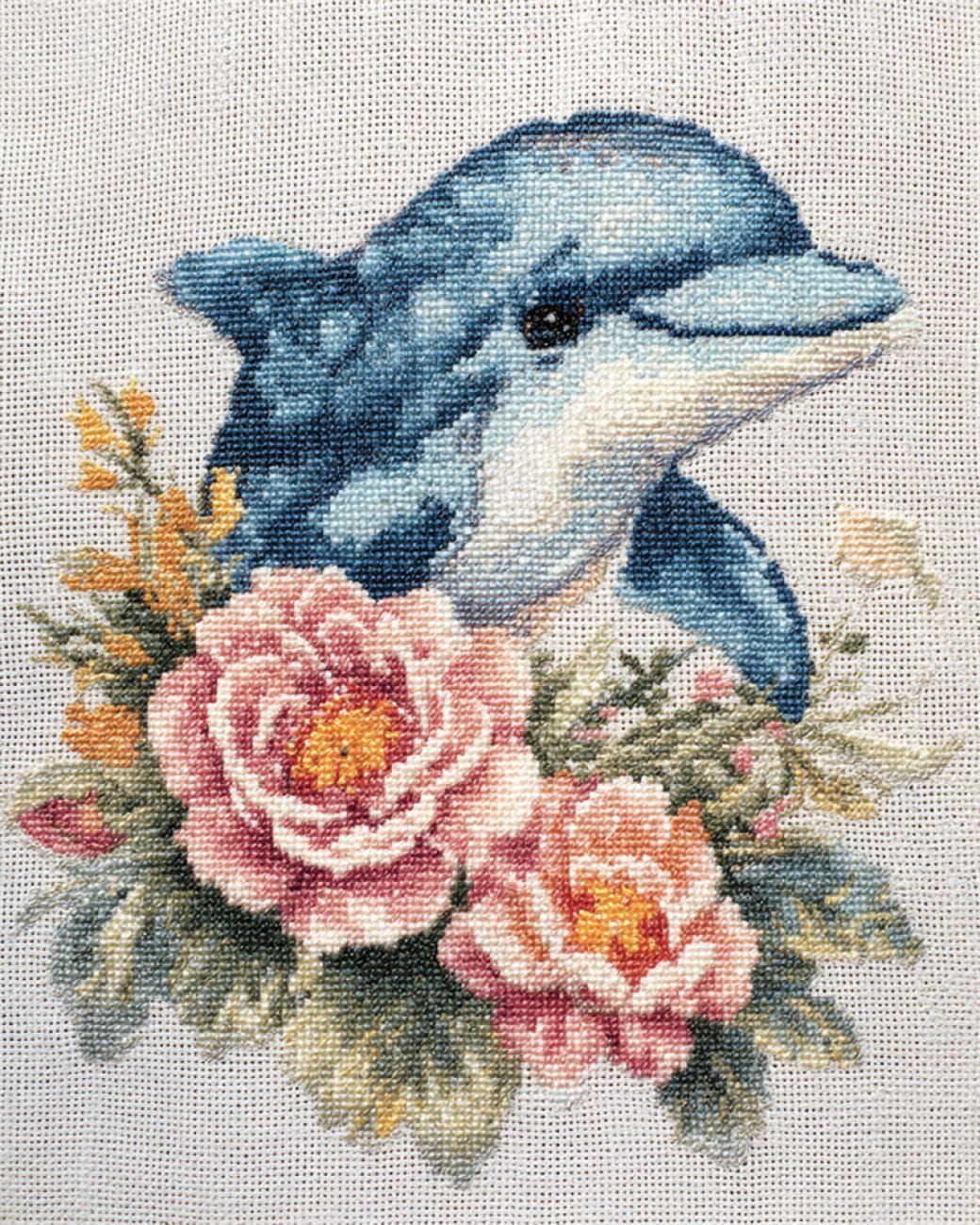RKFLGEW DIY Embroidery Beads Set Whales and Flowers 50x70cm