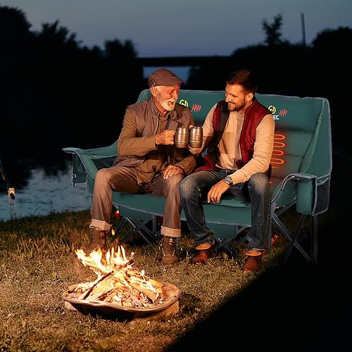 Miniatura 2 de Nice C Silla de camping climatizada con batería, sofá doble calefactado para acampar, sofá biplaza acolchado grueso de gran tamaño, silla de