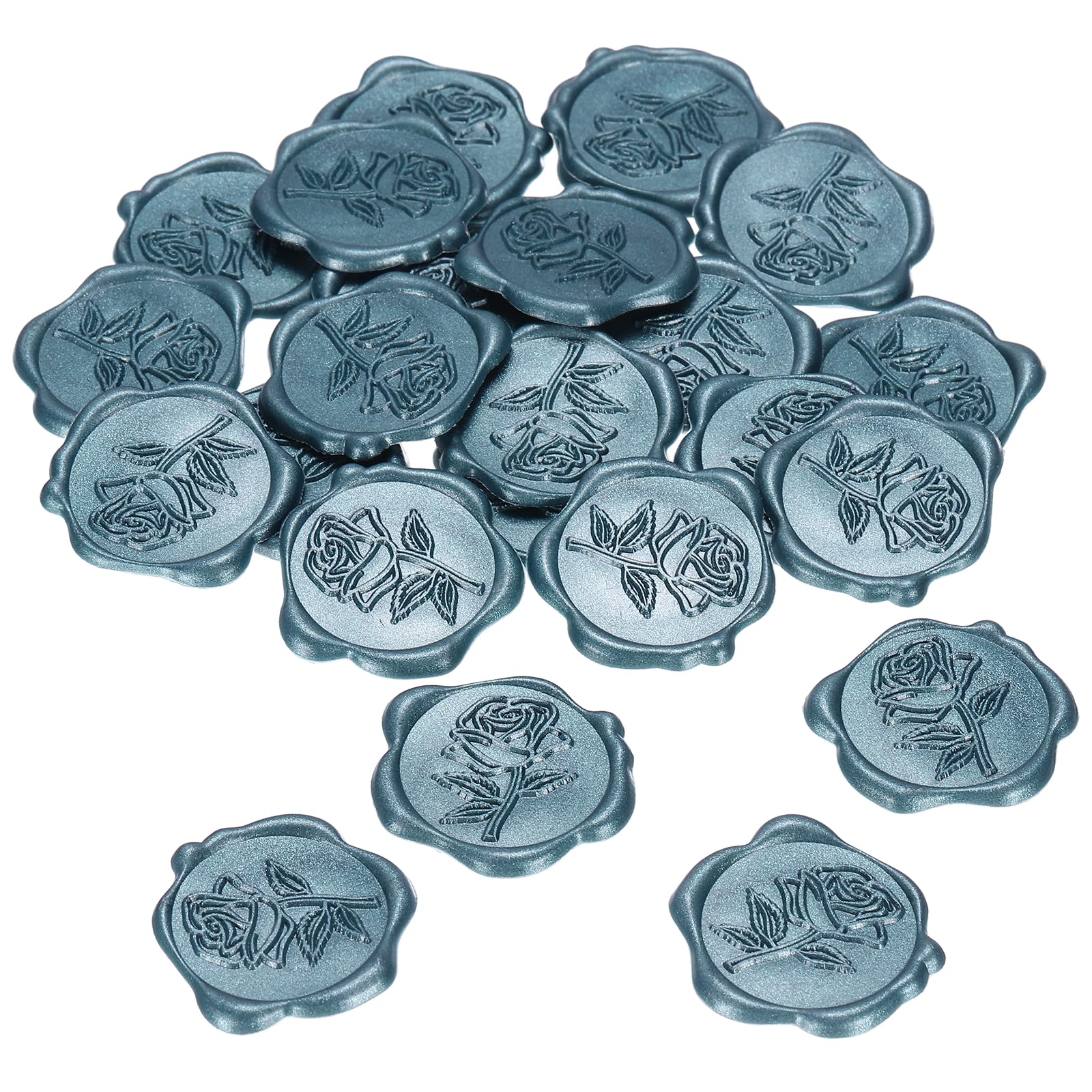 PATIKIL 25Pcs Rose Wax Seal Stickers, Flower Embossed Self Adhesive Backed Envelopes Seal Sticker Accessories for Wedding Invitation Letter Birthday Party Gift, Blue