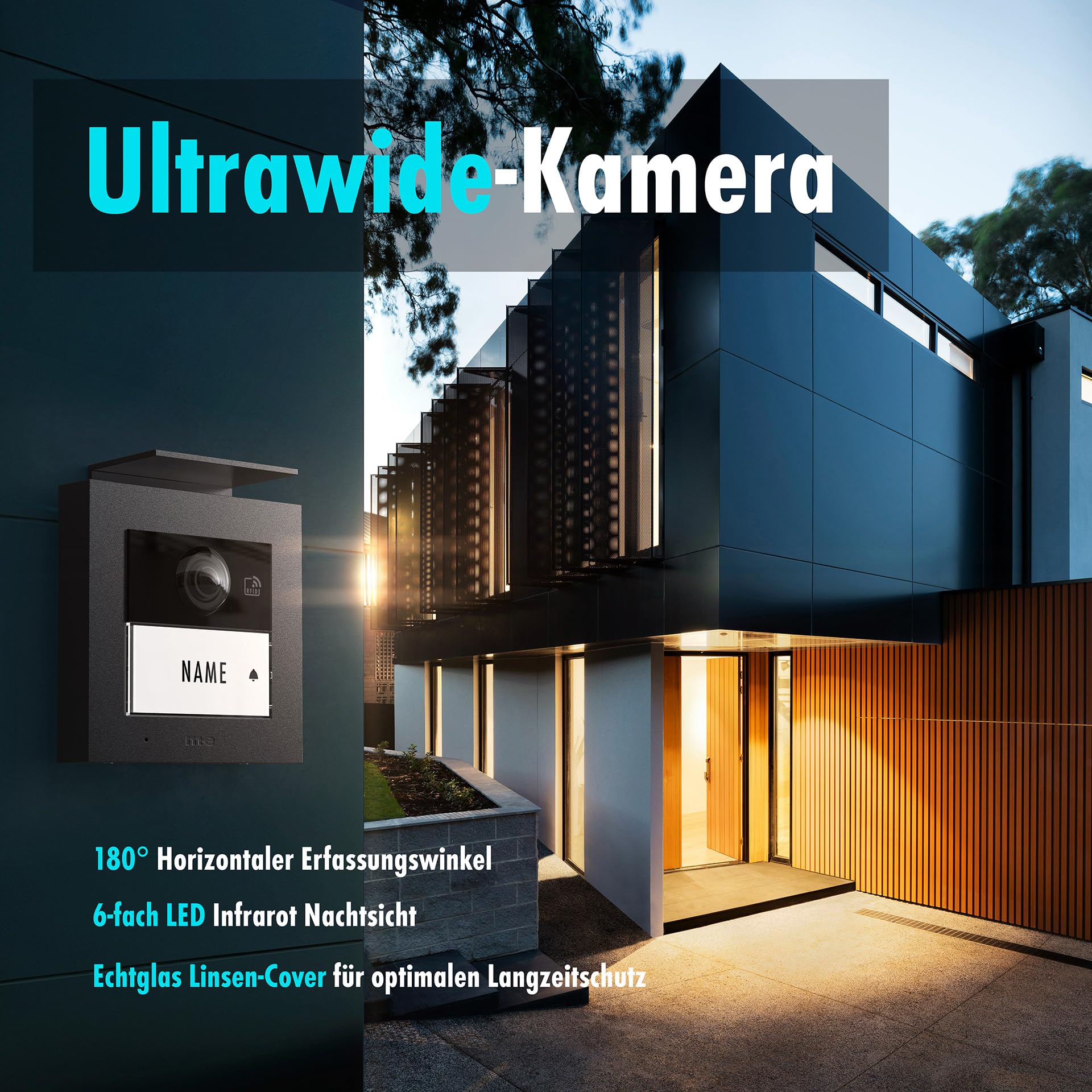 m-e iP Video-Türsprechanlage RFID anthrazit/weiß | Aluminium Außenstation für 1-Familienhaus | 7“ Innenstation | Türklingel mit Kamera | Freisprechanlage Video Sprechanlage Einfamilienhaus 4-Draht