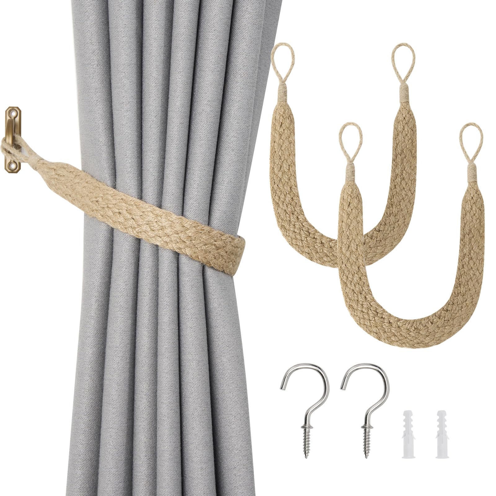 Lot De 4 Embrasses De Rideaux Tressées De Style Et Rustique Accessoires Decoratifs Faits A Main Pour Maison Bureau Chambre A Coucher 99140307