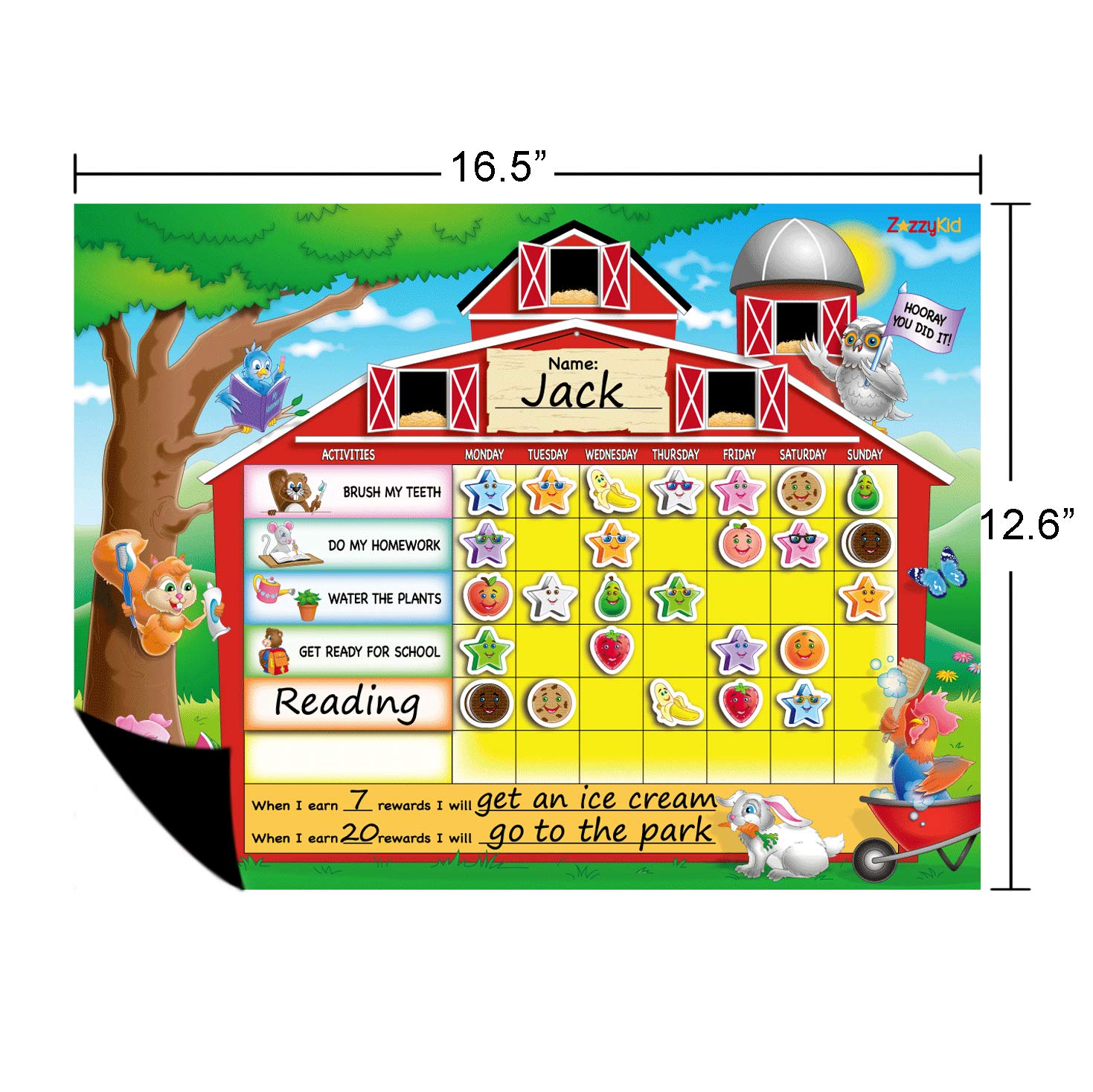 Buy Zazzykid Magnetic Behavior Reward Chart For Kids Customizable