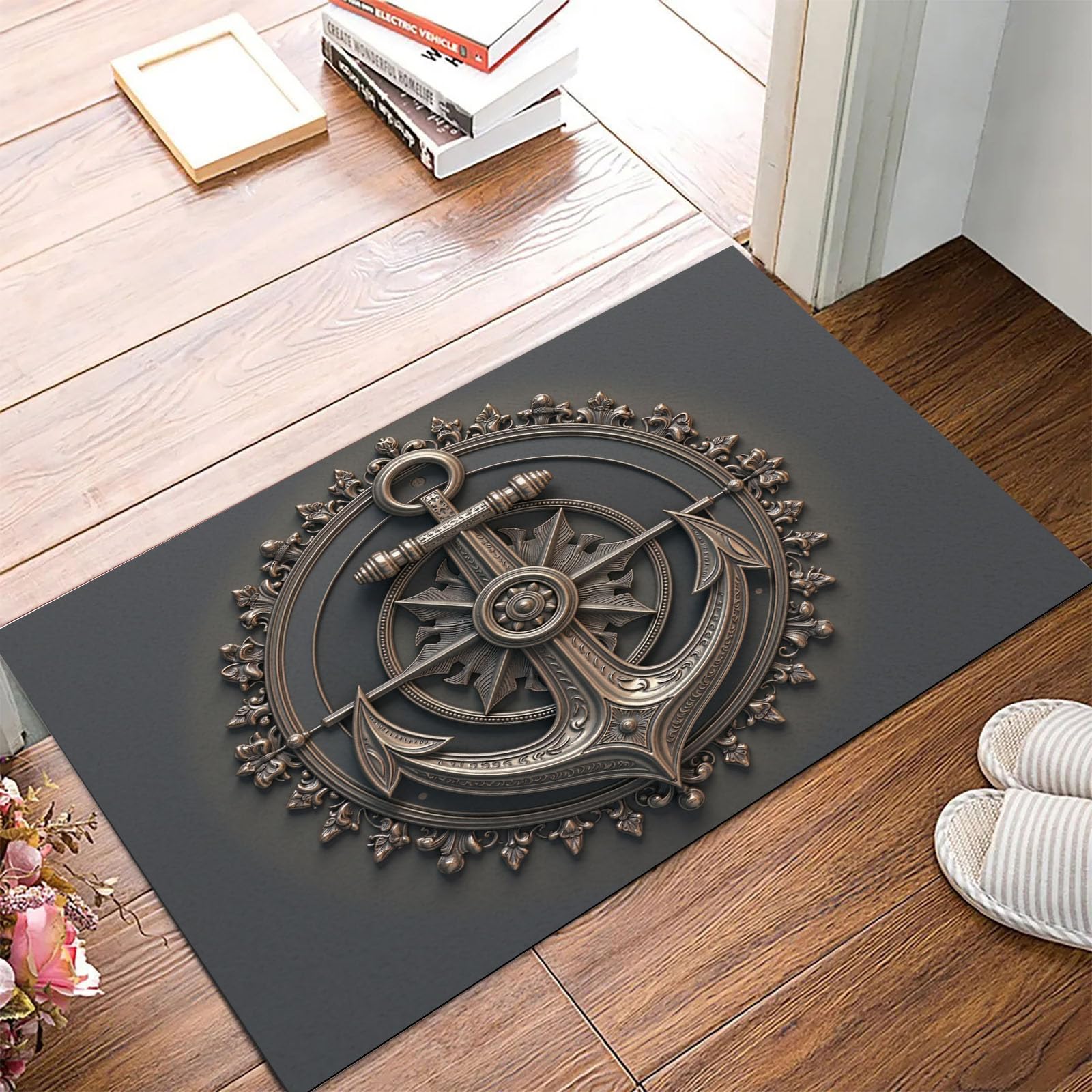 Tapis entrée intérieur antidérapant fin pour éliminer l'eau et les traces de chien