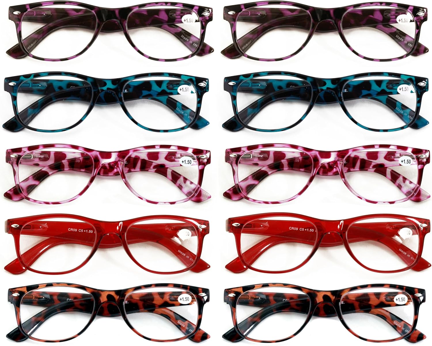 V.W.E. 10 Pairs Bulk Reading Glasses Men or Women Clear Lens Simple No Logo Readers