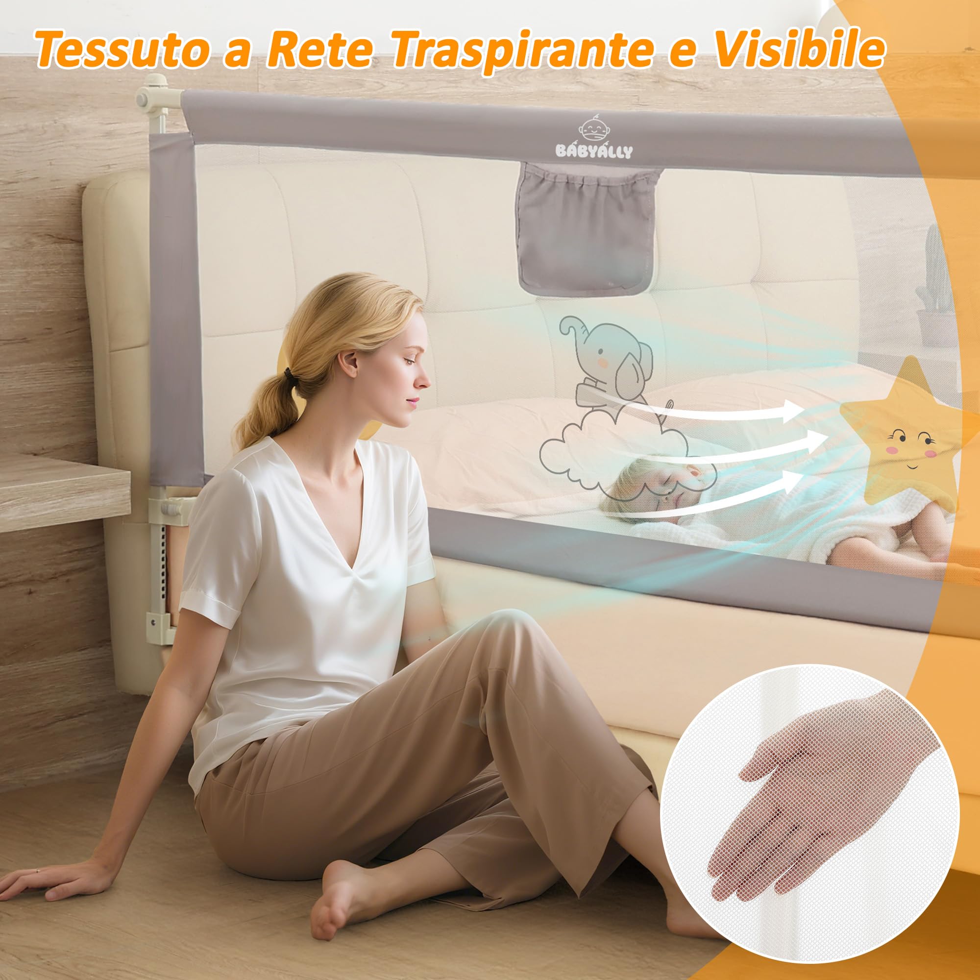 Sponda Letto Bambini Set van 3, Set di Universale Barriera Protettiva Bambini Barriera Letto Altezza - (2 x 200 cm + 1 x 180 cm) in bundle