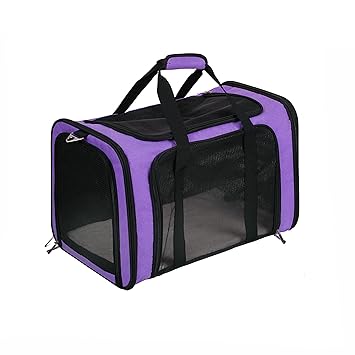 F4GIANT Dog Carrier Cat Carriers Pet Carrier forMedium Cats Dogs Puppies of 15 Lbs, TSA Airline Approved Small Dog Carrier Soft Sided, Collapsible Puppy Carrier - Black Grey Pink Purple Blue (Purple)