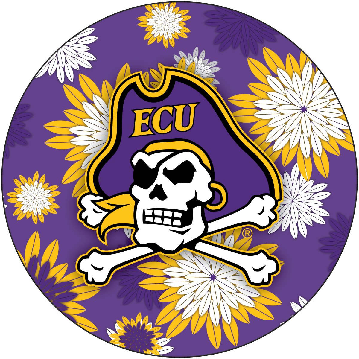 East Carolina Pirates 4 Inch Round Floral Magnet Officially Licensed Collegiate Product