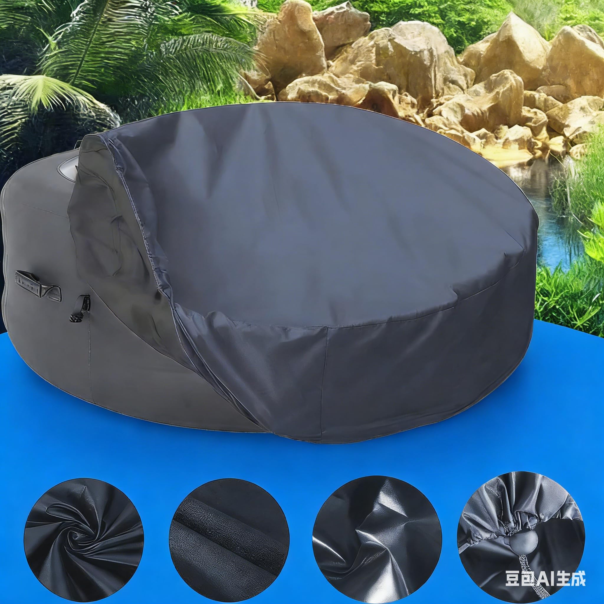 Spa Hinchable Funda de Protección para Redondos, Lona de Protección para Piscina Térmica Redonda de Jardín, Resistente a Rayos UV Oxford 210D