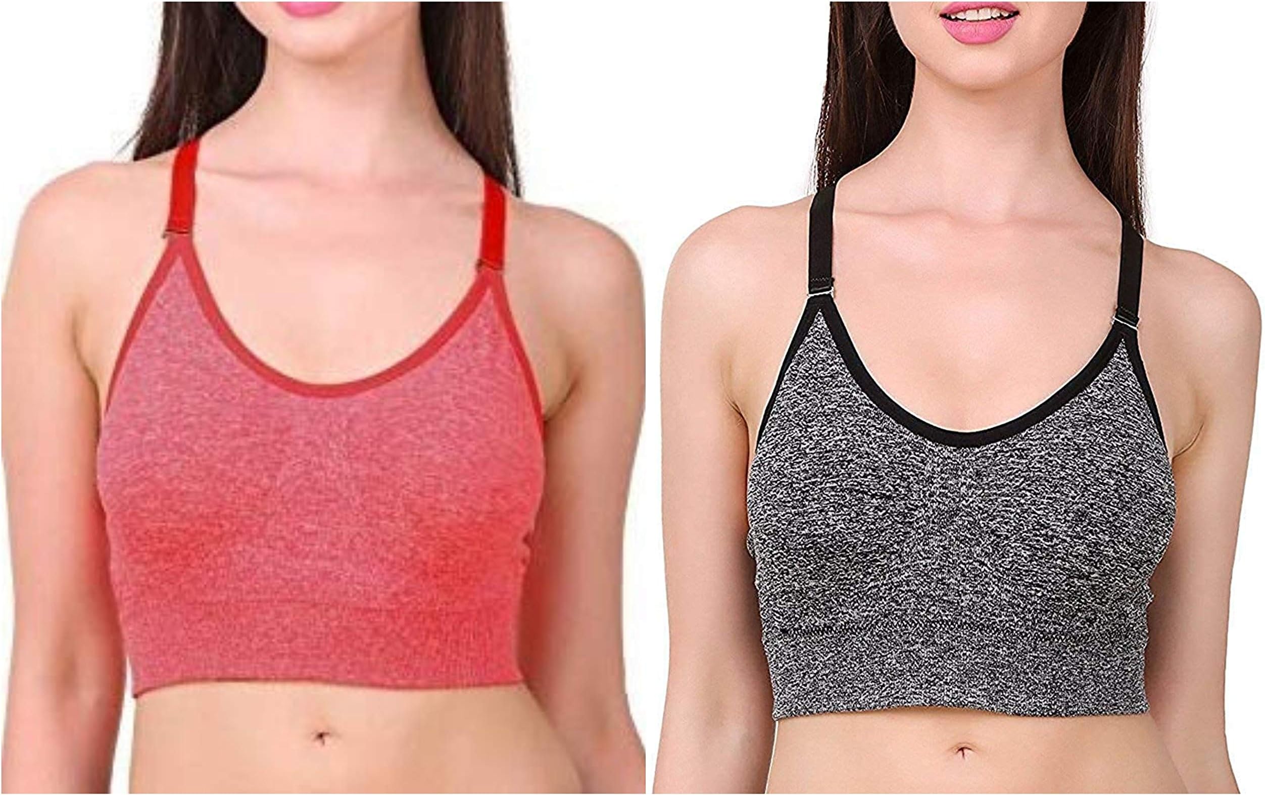 XMXM Women's Nylon & Cotton Lightly Padded Wire Free Sports Bra