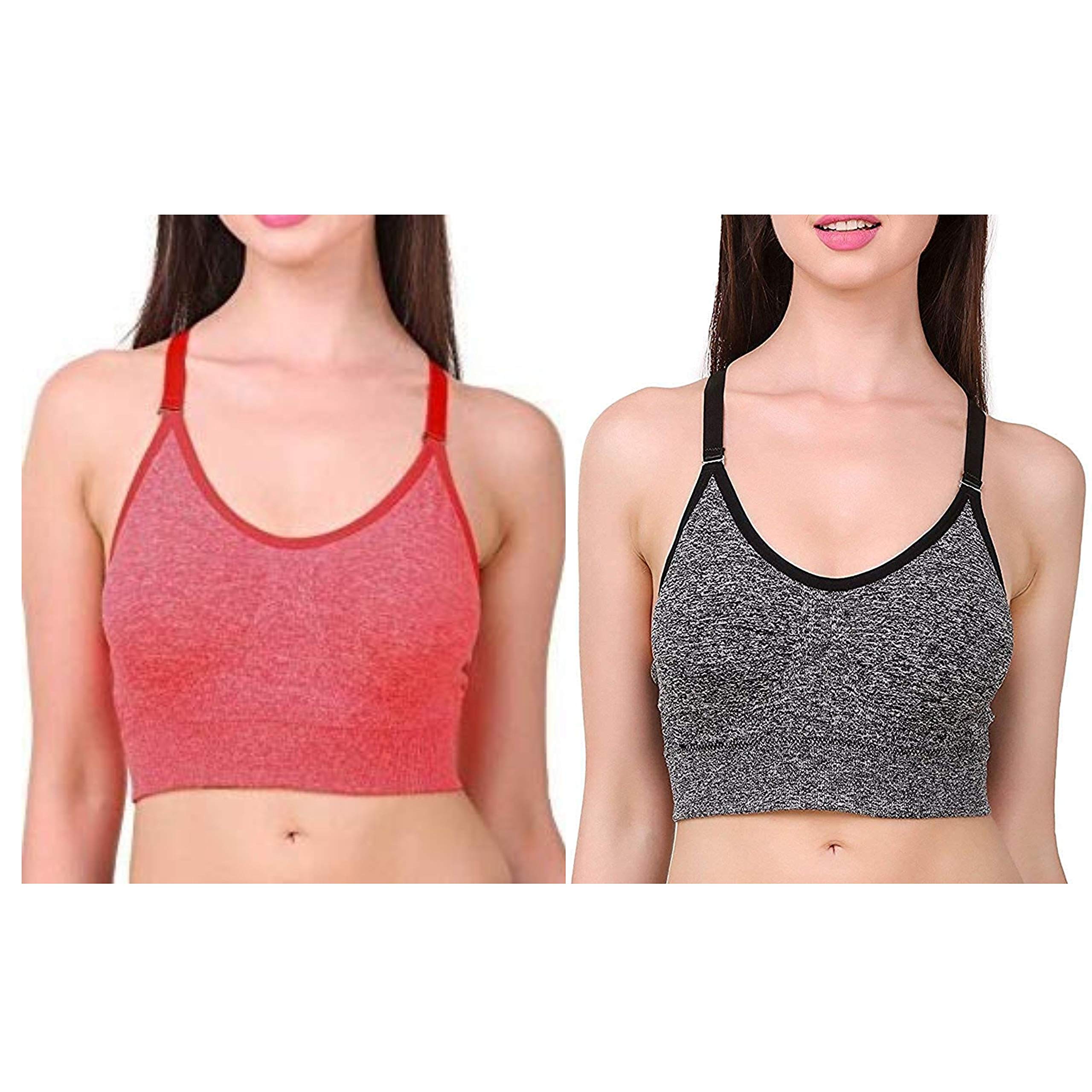 XMXM Women's Nylon & Cotton Lightly Padded Wire Free Sports Bra