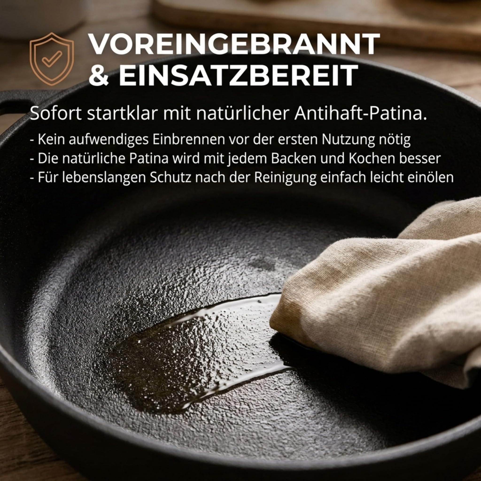 Homira Gusseisentopf 26 cm – Brotbackform & Pfanne in einem, Induktionsgeeignet Brotbacktopf, Brotbacken