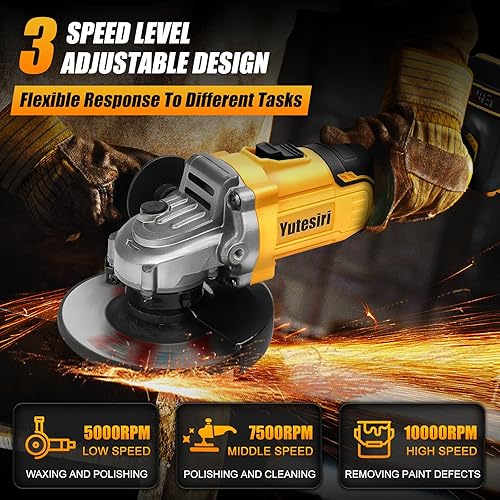 Miniatura 3 de Amoladora angular inalámbrica para batería Dewalt de 20 V máximo, herramienta de amoladora sin escobillas de 11000 RPM, 3 cuchillas de 4-12 pulgadas