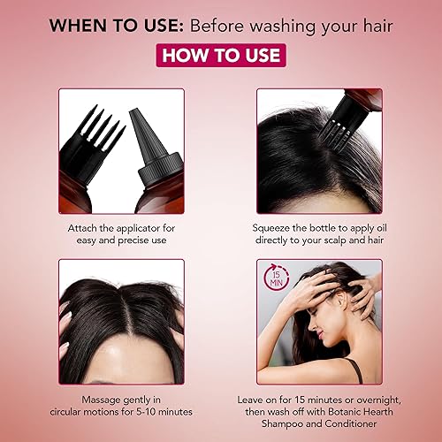 Miniatura 63 de Botanic Hearth Aceite de cafeína y batana para el crecimiento del cabello (6.7 onzas líquidas), tratamiento nutritivo y fortalecedor del cabello