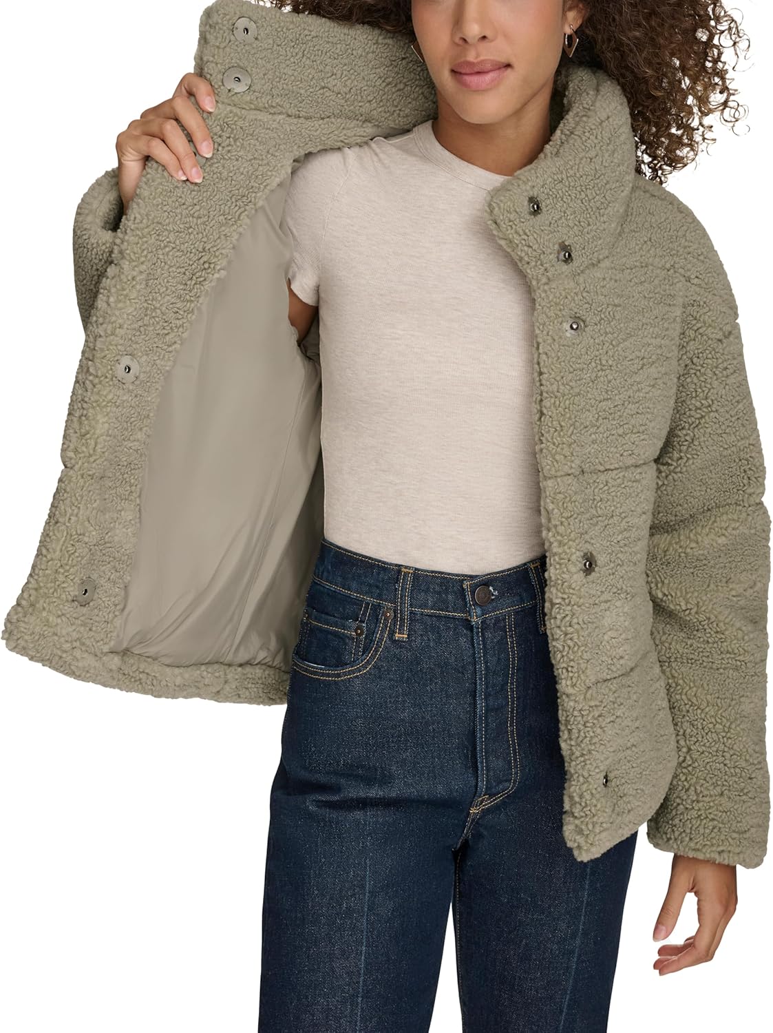 Levi's Women's Shortie Patchwork Quilted Teddy Coat - Image 4