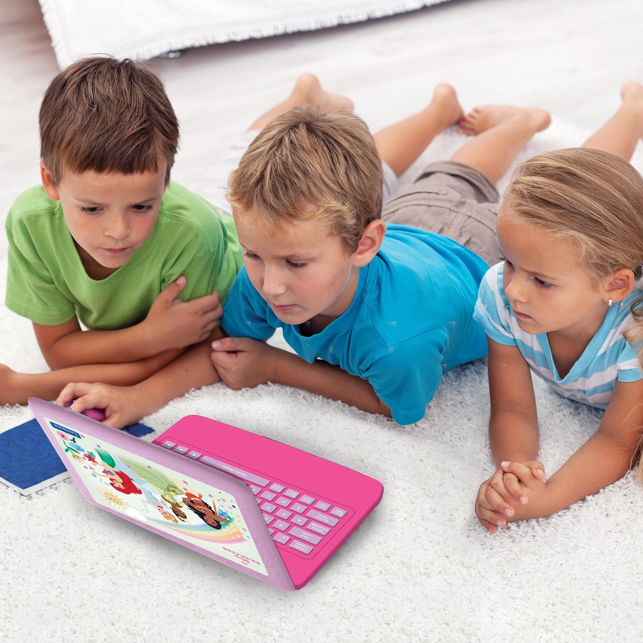 LEXIBOOK, Princessas Disney, Portatile Bilingue e Educativo Spagnolo/Inglese, Giocattolo per Bambini, 170 Attività per Imparare, Giocare Giochi e Musica, Grande Schermo Rosa, JC599DPi2LXB