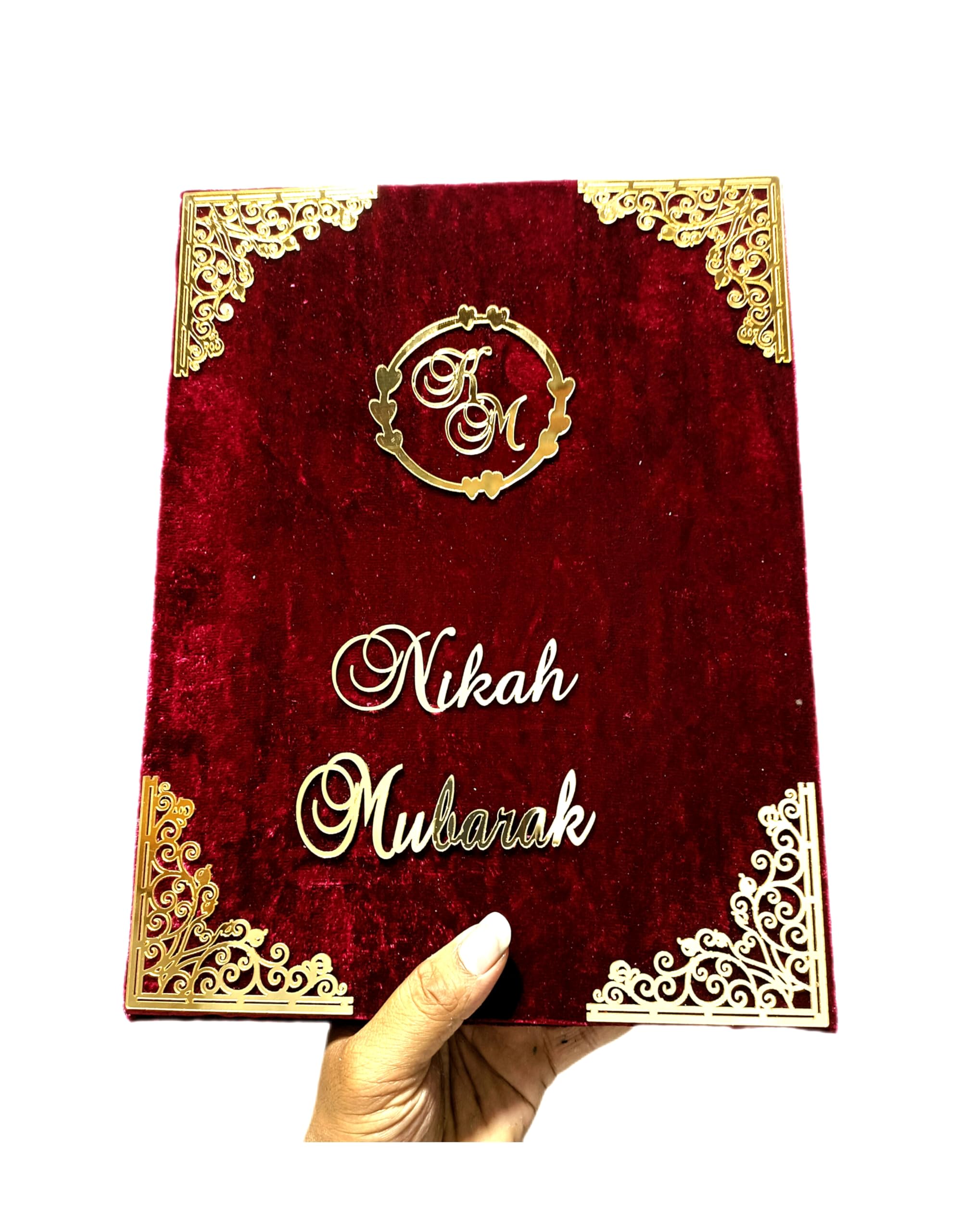 SOB FASHION CUSTOMISED FANCY NIKAH NAMA BOOKLET (MAROON) NIKAH SIGN THUMB IMPRESSION BOOKLET WEDDING GIFT CUSTOMISED THE NAME OF BRIDE AND GROOM-image-23