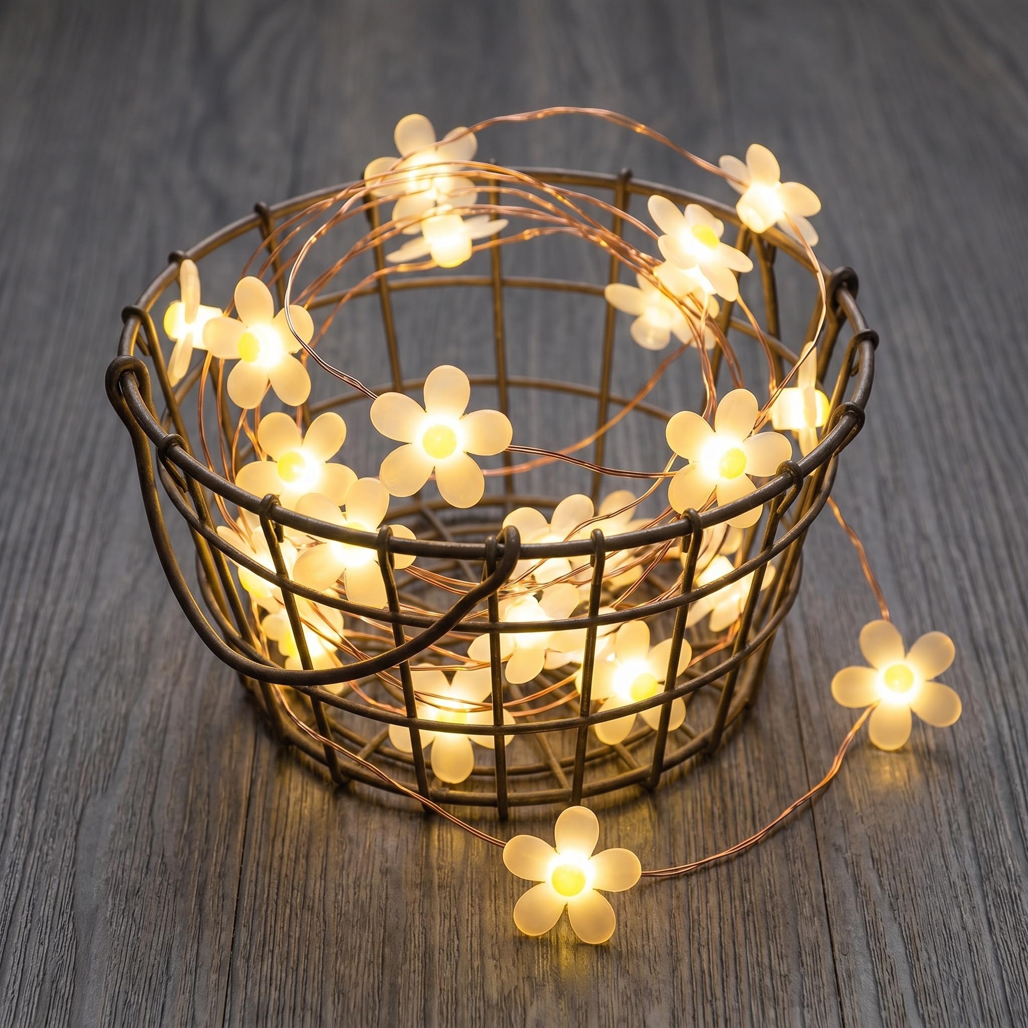 30 Led Fairy Lights for Bedroom, 3M Battery Operated Pink Flower String Lights with Daisy & Cherry Blossom Options, Waterproof Copper Wire Lights for Bedroom, Outdoor, Garden Decor (B-Daisy)