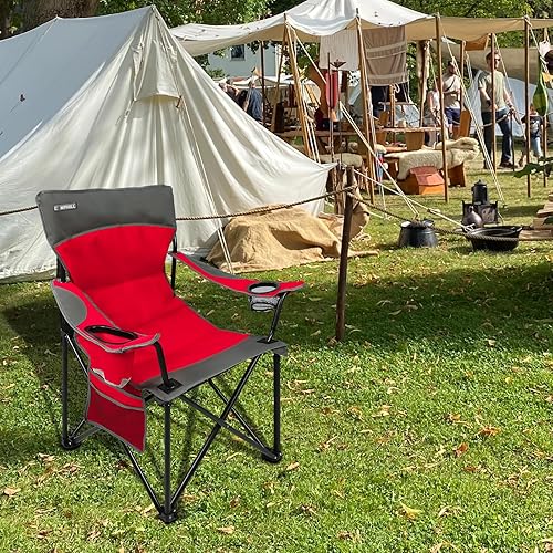 Miniatura 2 de CAMPHILL Sillas de camping portátiles de gran tamaño, sillas plegables para exteriores con bolsillo y portavasos, bolsa de transporte para camping,