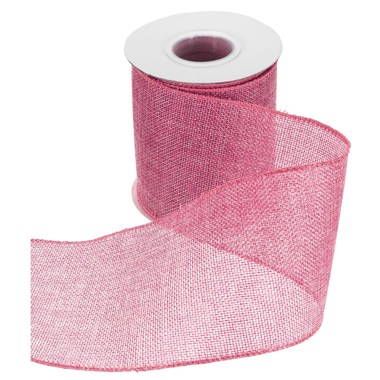 QUARKZMAN Jute Fabric Ribbon with Metallic Thread 4" X 10 Yards Reinforced Edge Woven Linen Cross Ribbon for Large Bows Garlands Home Parties Pale Pink