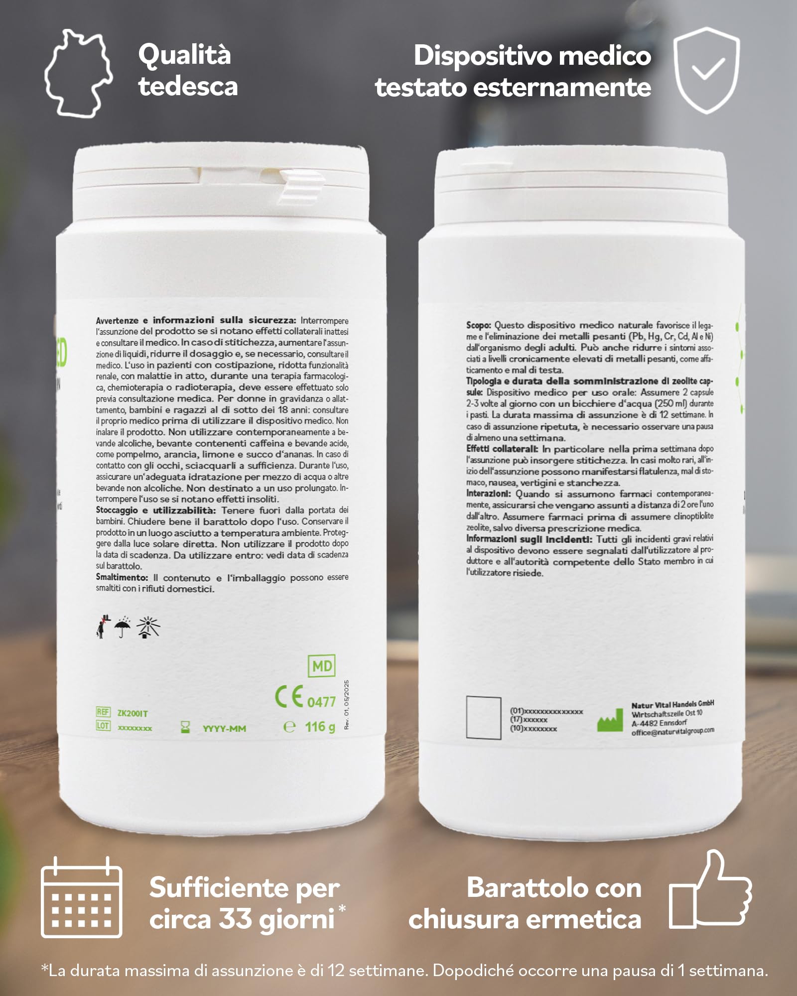 Zeolite MED 200 Detox-Capsule Dispositivo Medico