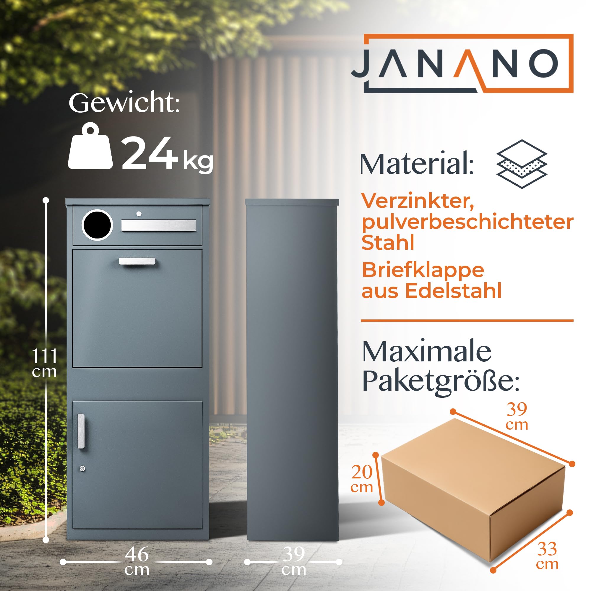 Paketbox mit Zeitungsfach - Paketbriefkasten Witterungsbeständig, Briefkasten mit Paketfach Anthrazit, Paketkasten, Diebstahlschutz, Paketbox draussen groß XXL Montageanleitung