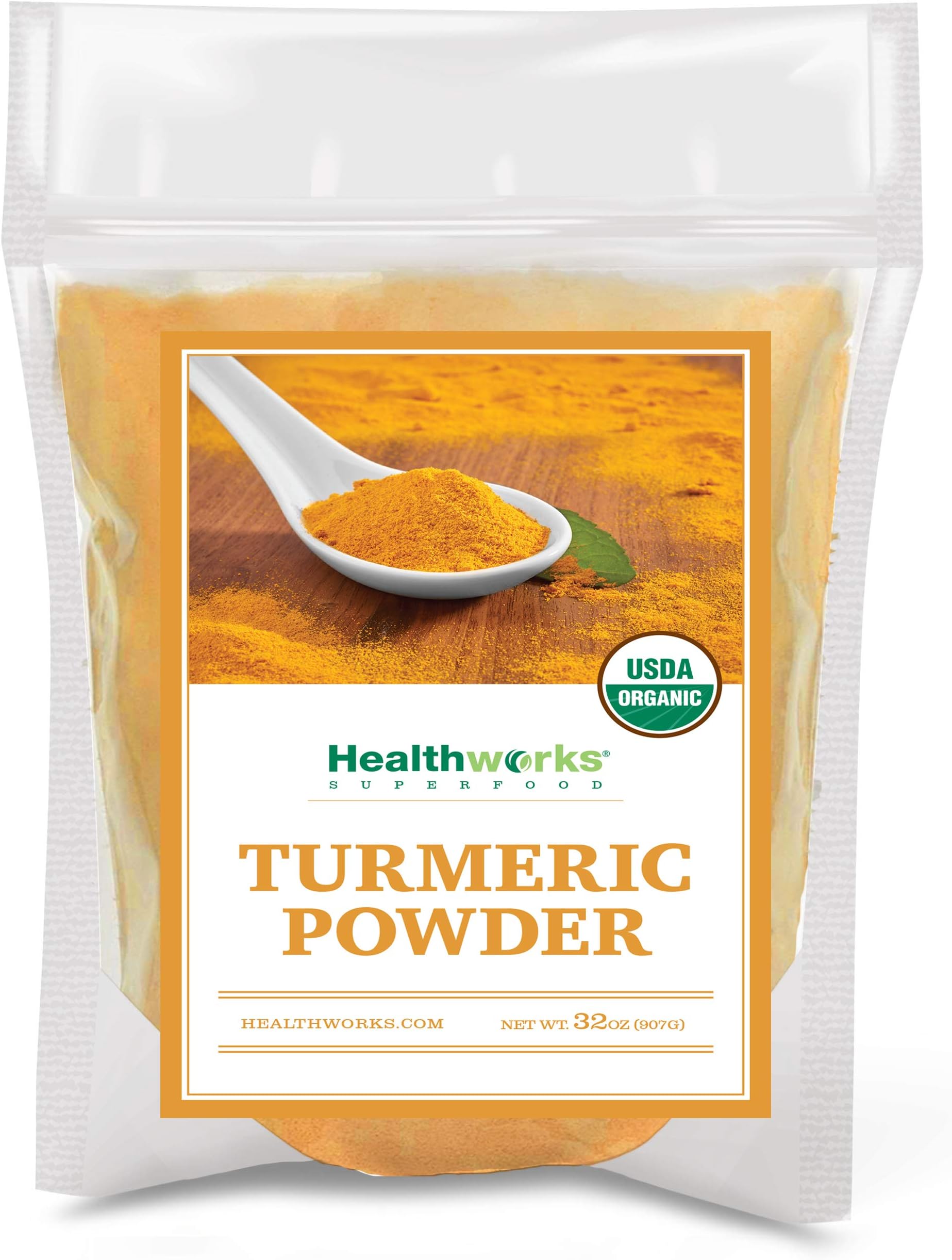 Healthworks Superfoods Turmeric Powder Organic - 32 Oz / 2 Lbs - Ground Raw Organic, Curcumin, Keto, Paleo, Vegan and Non-GMO
